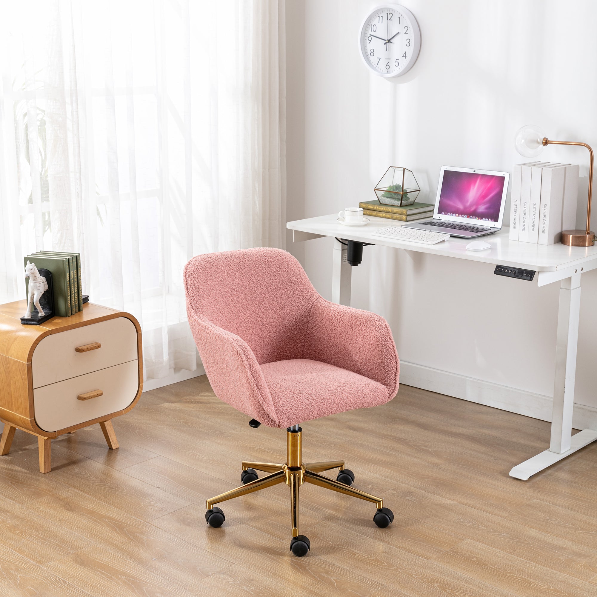 Pink Teddy Office Chair | Adjustable Height, 360° Swivel