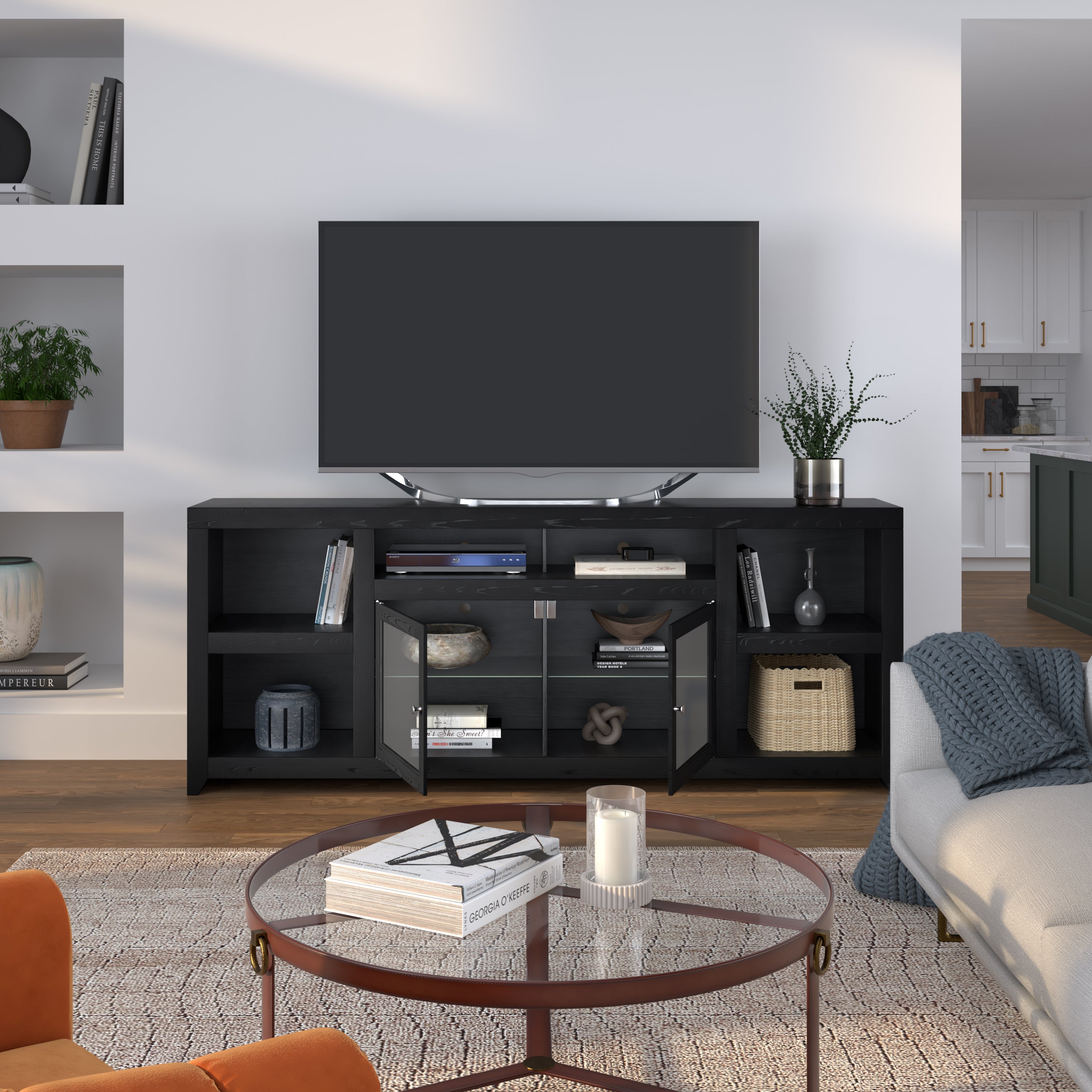 75" TV Stand Console for 90" TVs, No Assembly, Mocha
