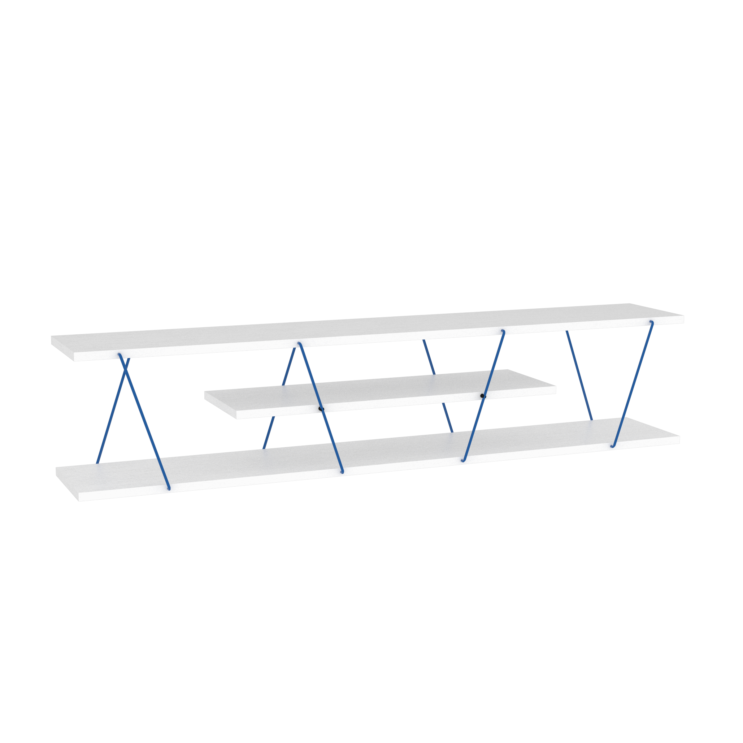 Tars Mid-Century Modern TV Stand, 56", White & Blue