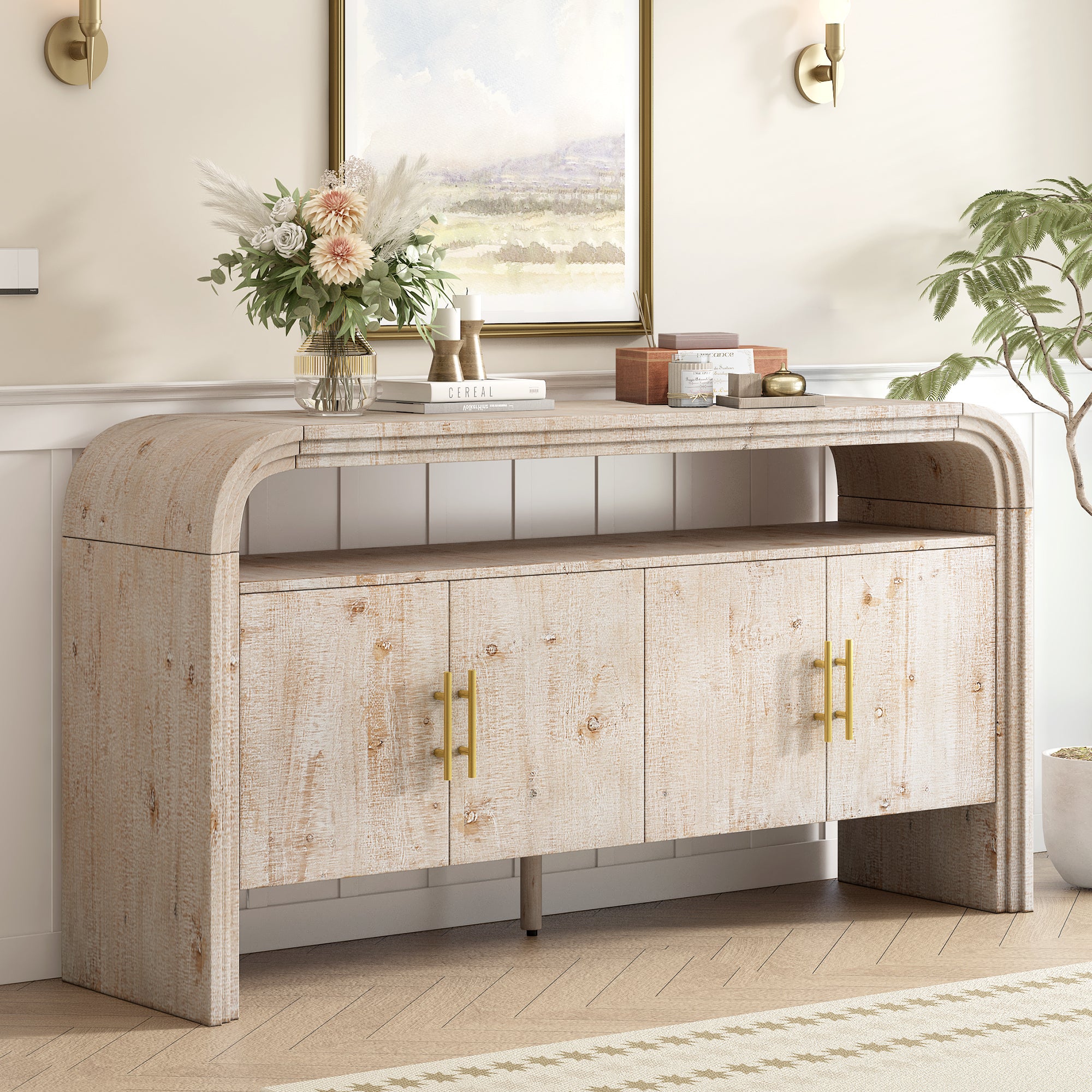 Elegant Sideboard: Fir Veneer Entryway Storage