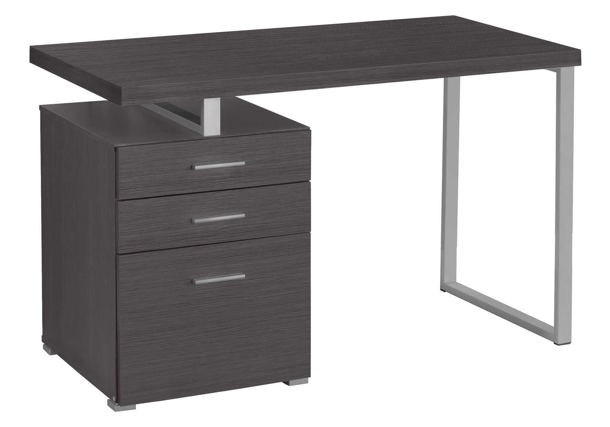 48" Grey Computer Desk w/ Drawers - Modern Home Office Desk