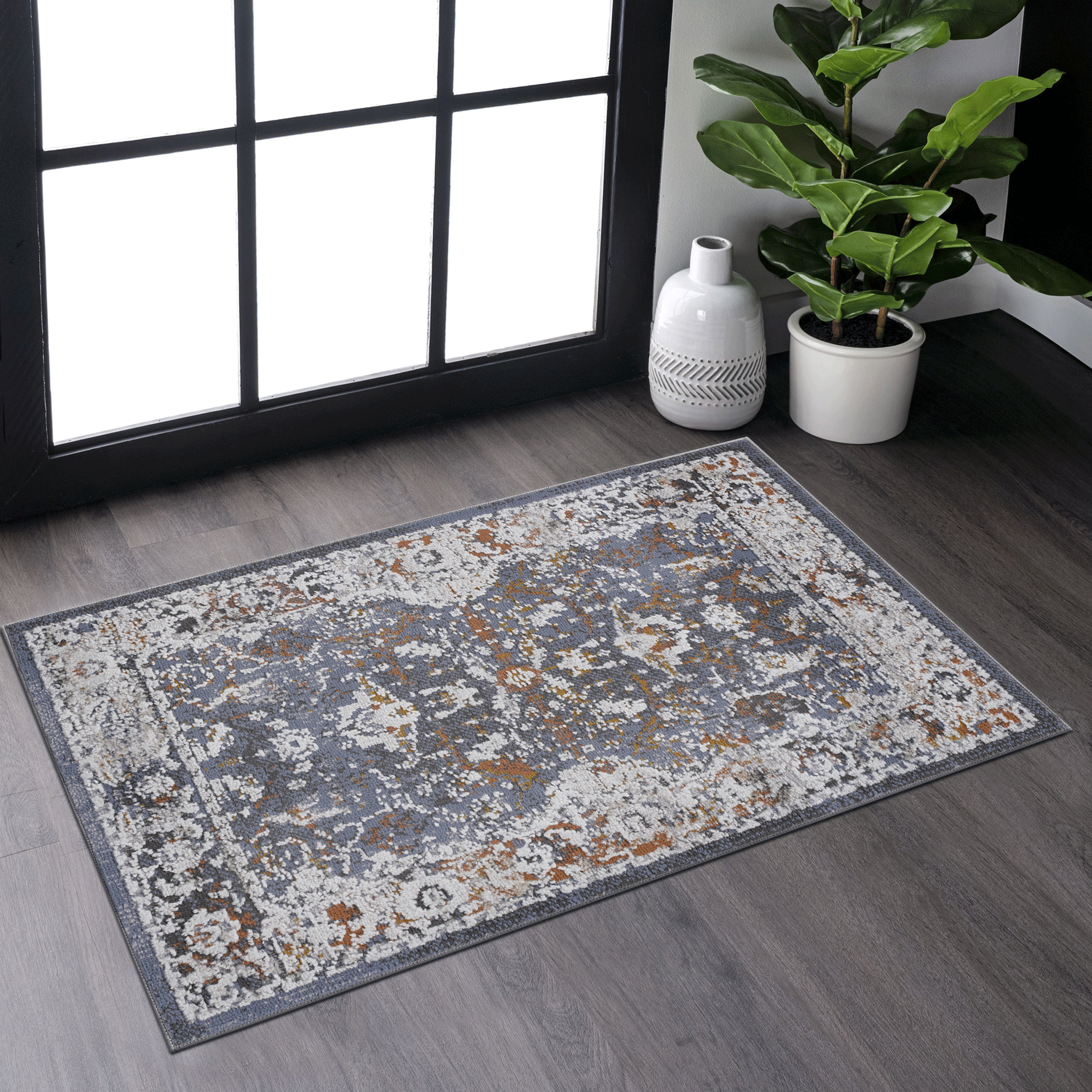 NAAR PAYAS Rug: Blue Area Rug, 2x3, Non-Shedding