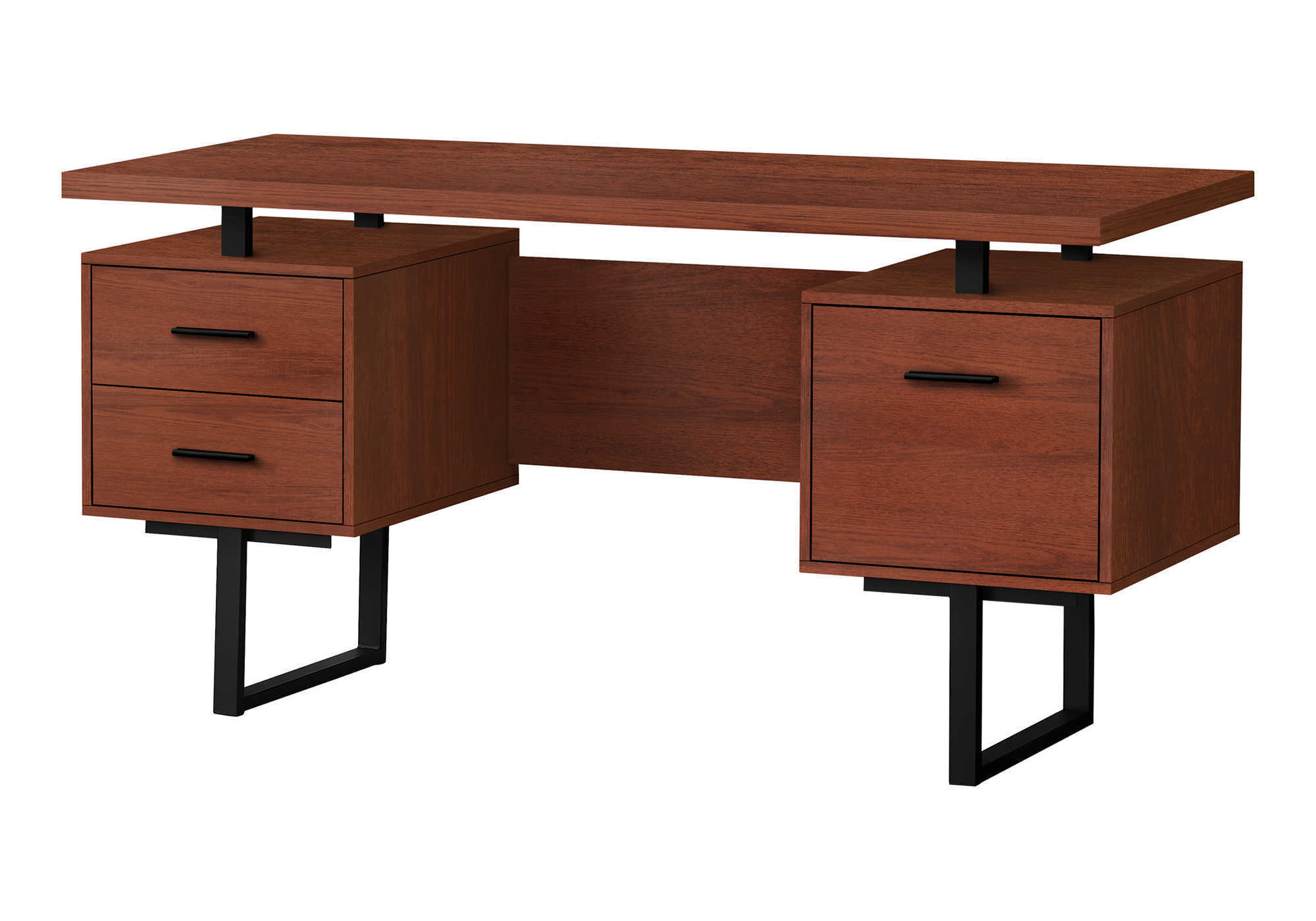 60" Modern Computer Desk w/ Drawers - Brown/Black