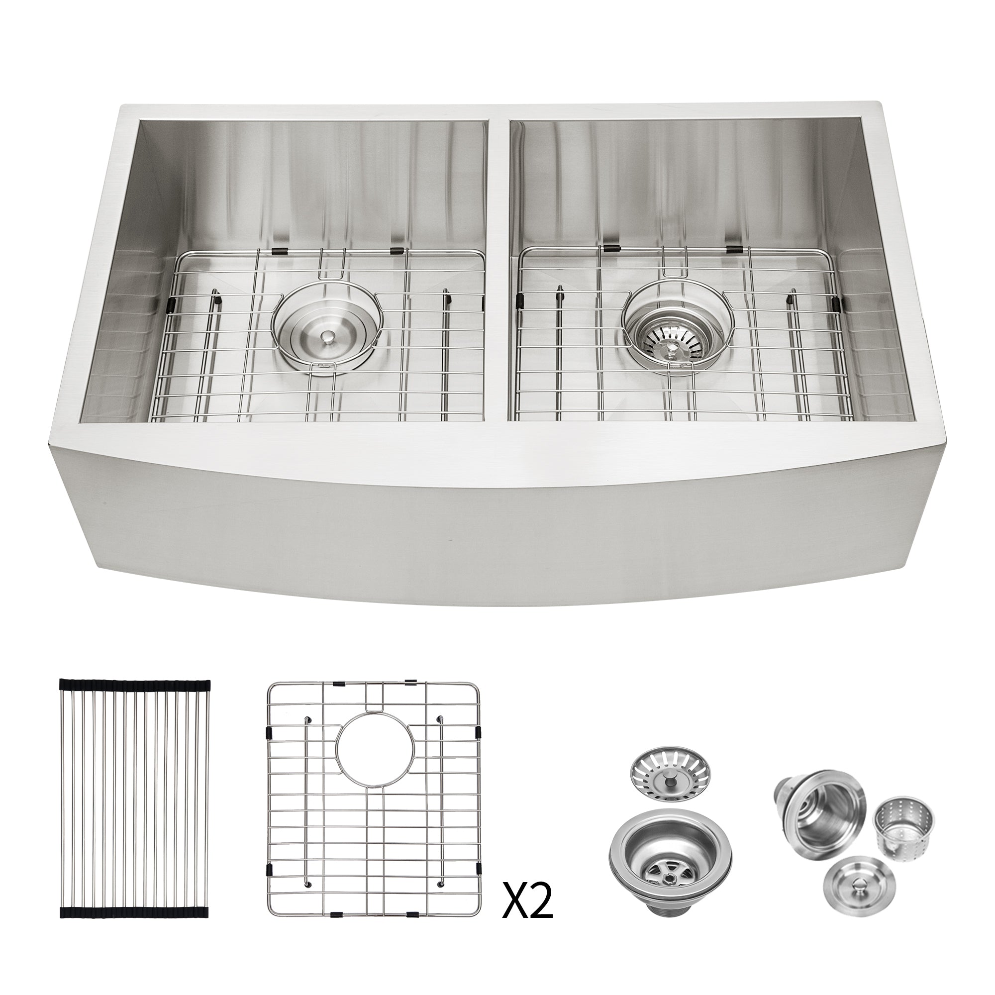 Farmhouse Apron Sink: 33x20x9" Double Bowl