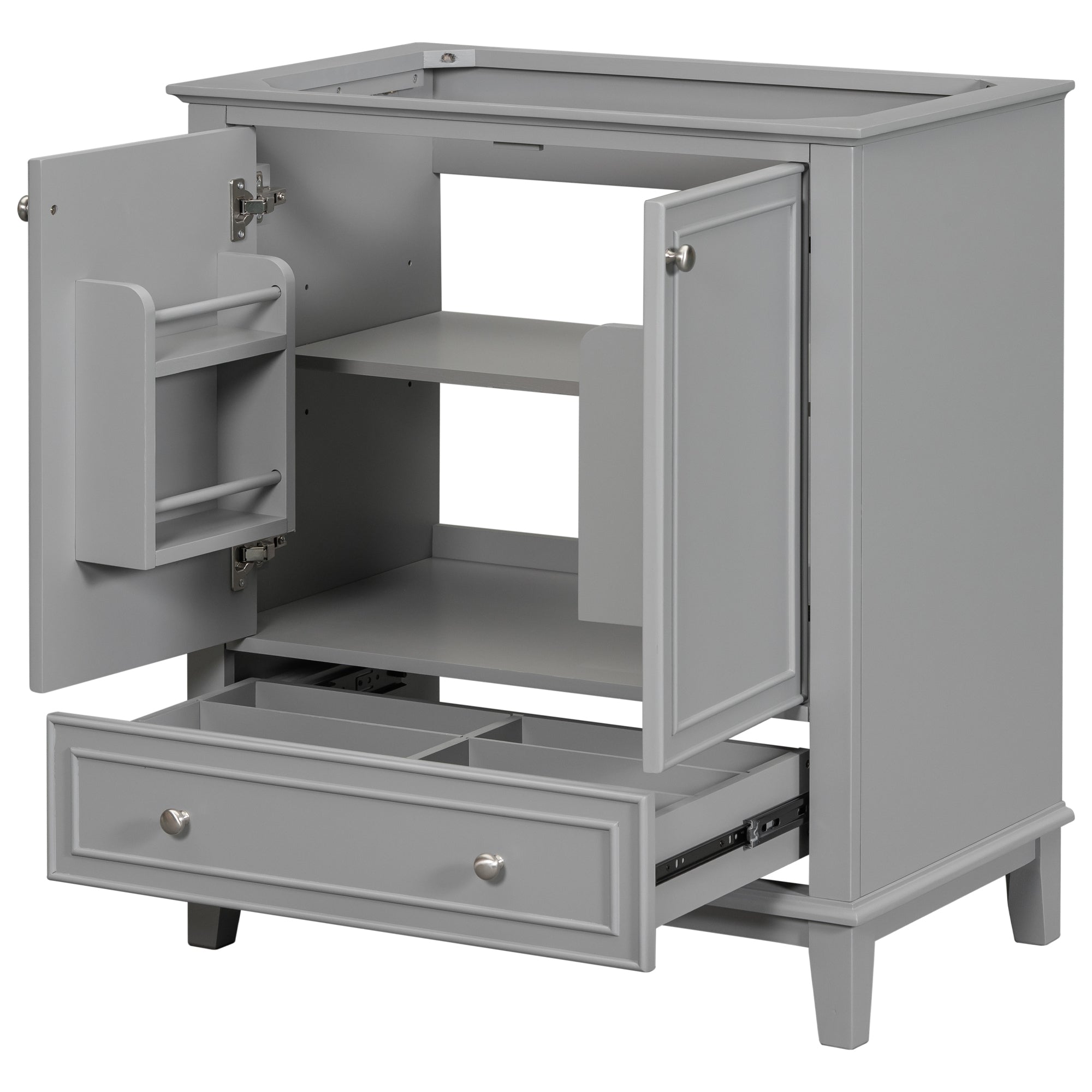 30" Grey Bathroom Vanity Base Cabinet w/ Doors & Drawer