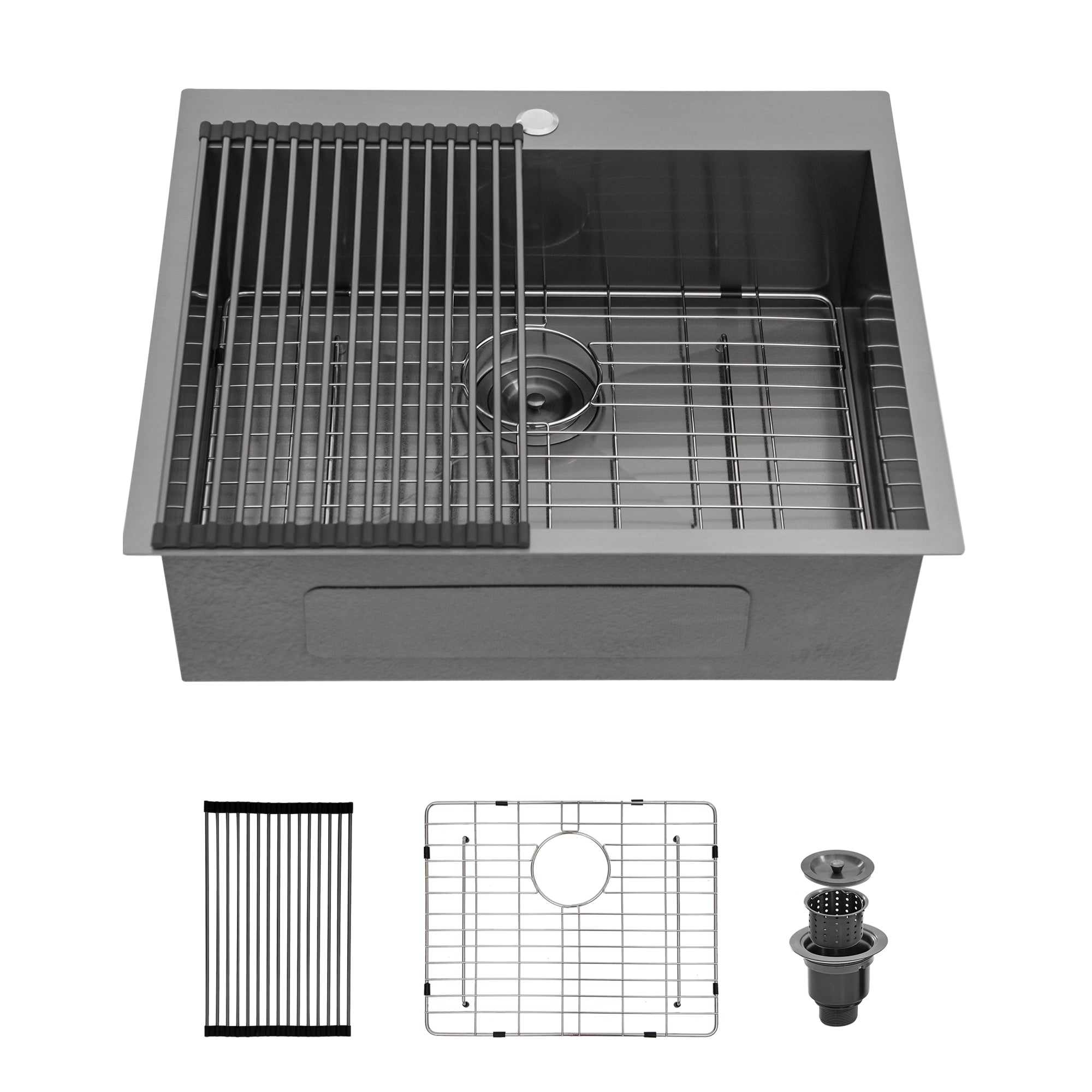 25" Gunmetal Black Drop-In Kitchen Sink