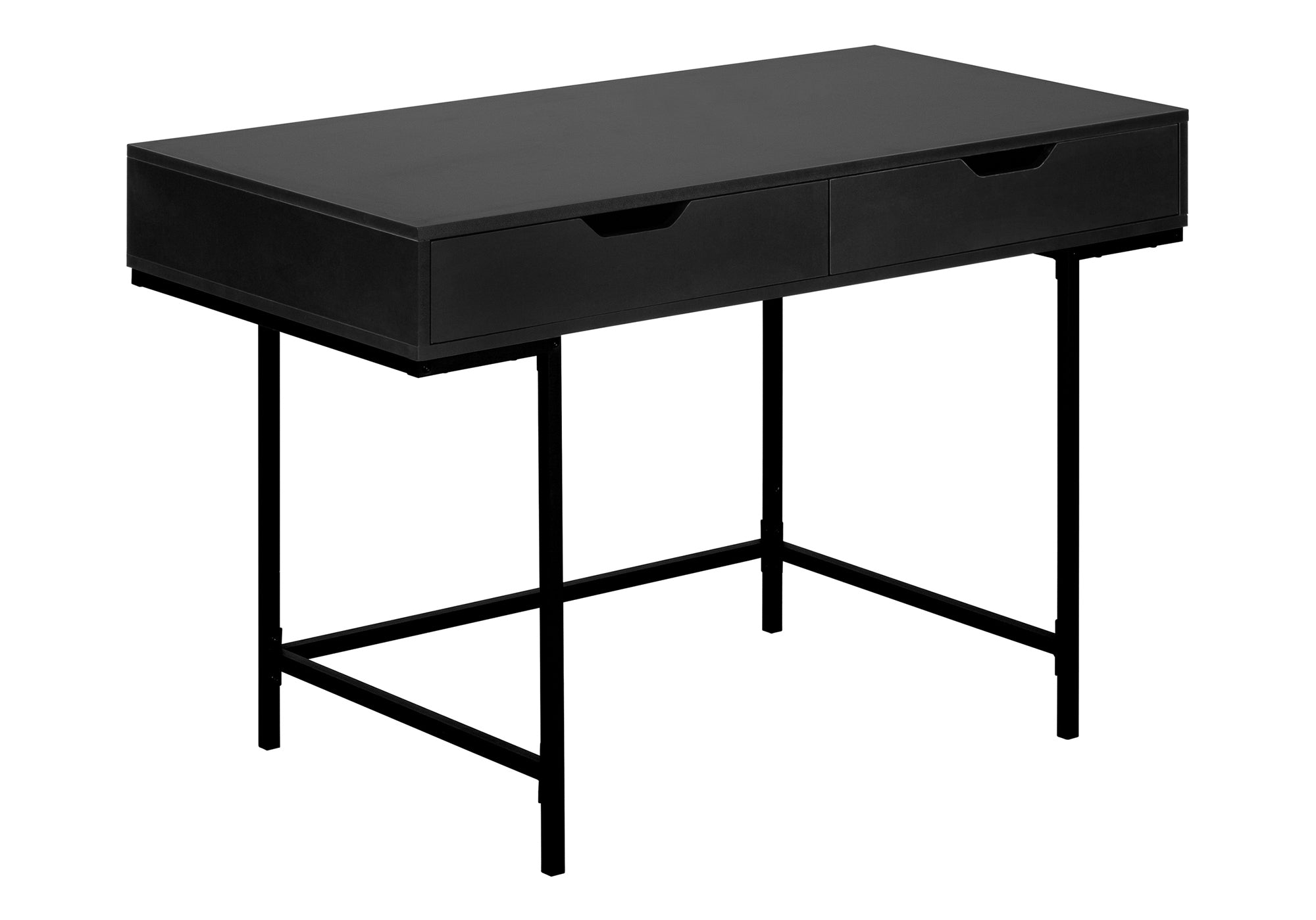 Modern Black Computer Desk | 48" Home Office Desk w/ Drawers