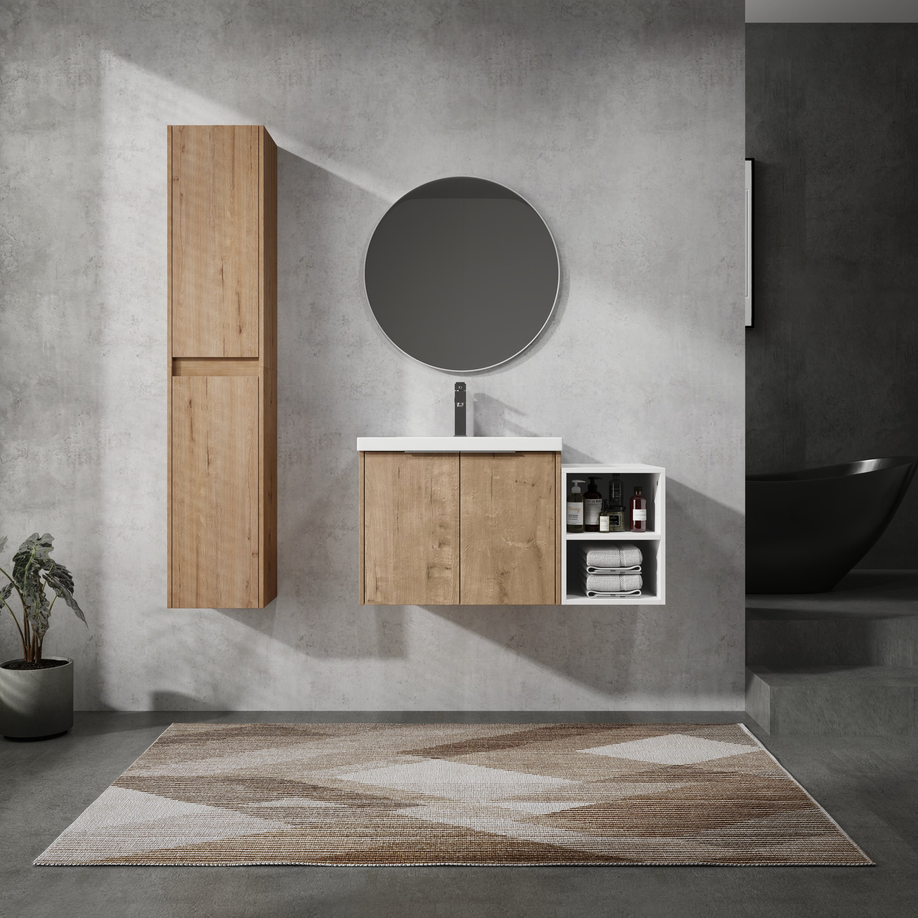 Wall-Mounted Bathroom Vanity with Sink & Cabinet