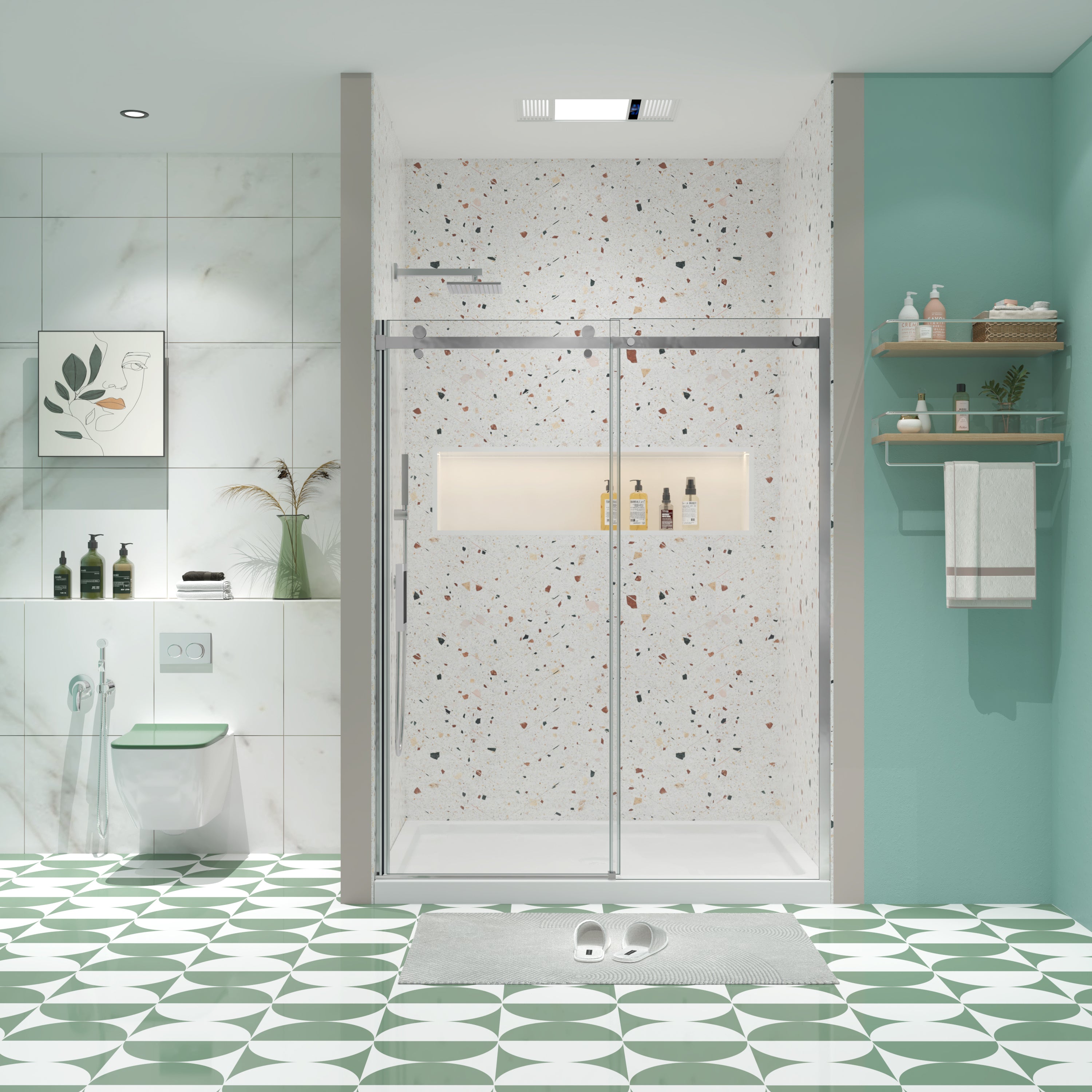 6074 Sliding Glass Shower Door: 5/16" Tempered Glass