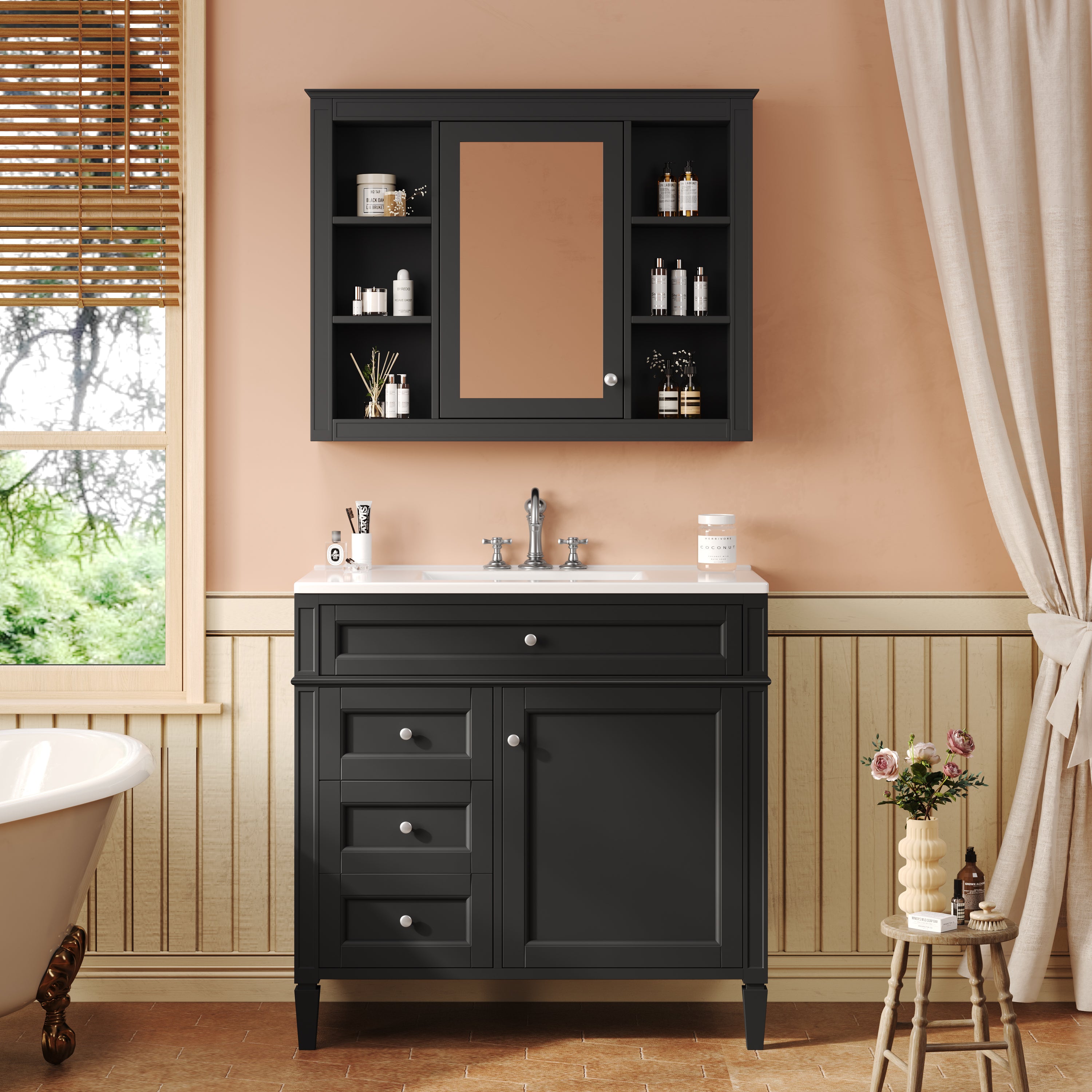 36" Modern Bathroom Vanity with Medicine Cabinet