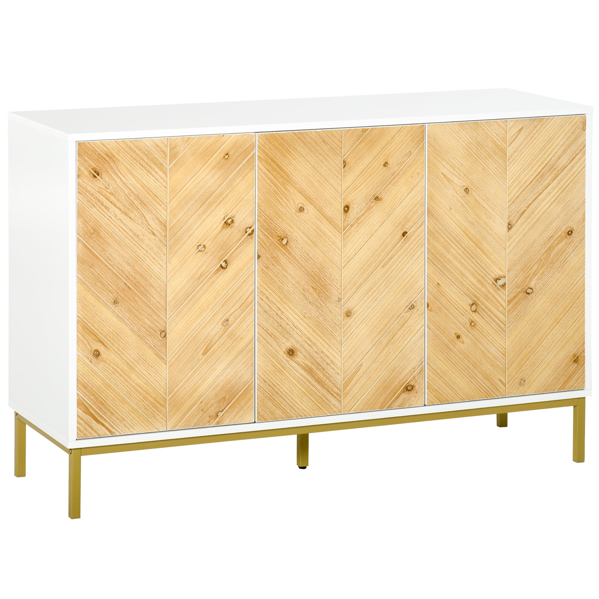 3-Door Sideboard Buffet Cabinet, Natural Wood