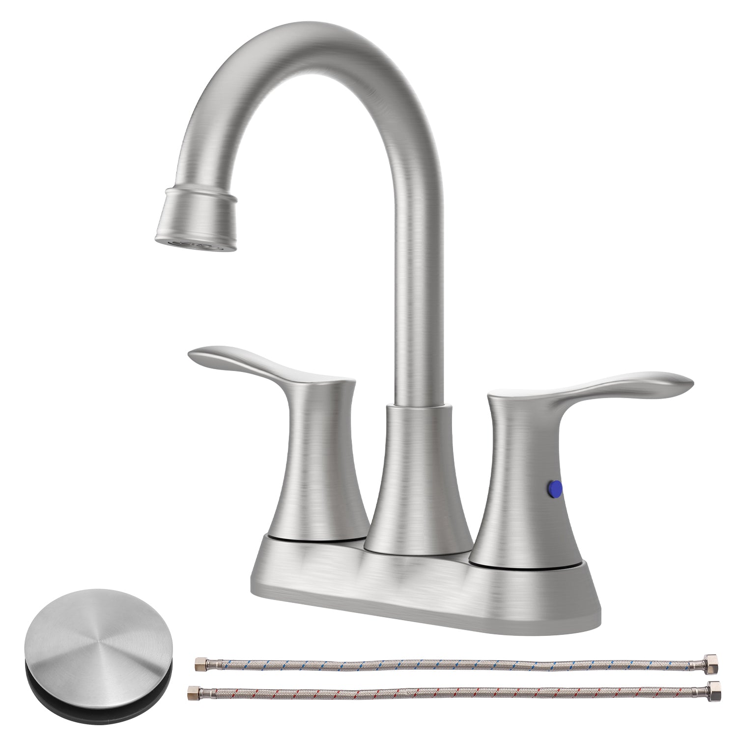 Brushed Nickel Bathroom Faucet: 4" Centerset