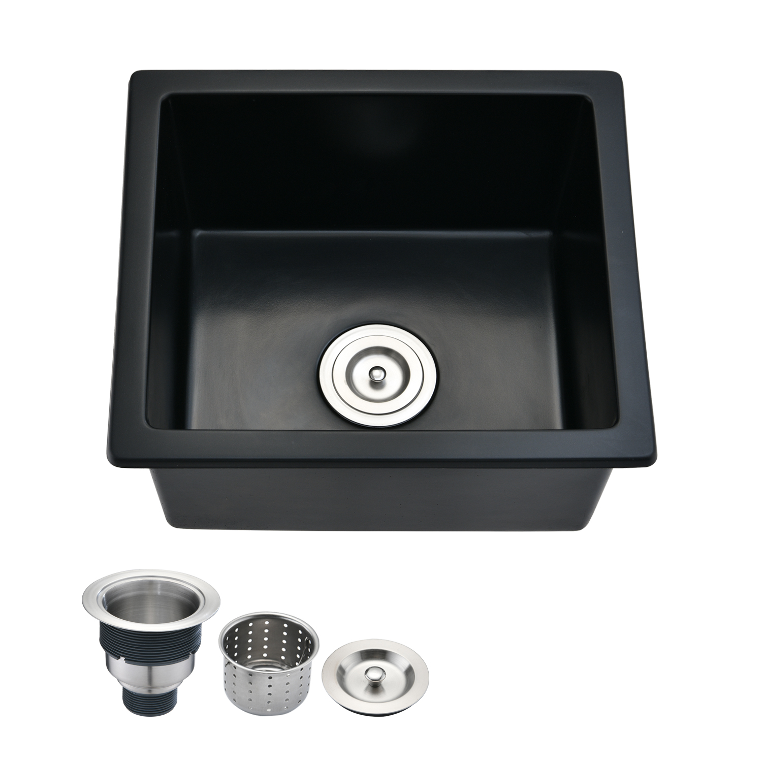 Quartz Bar Sink 18x16" Undermount, Basket Strainer