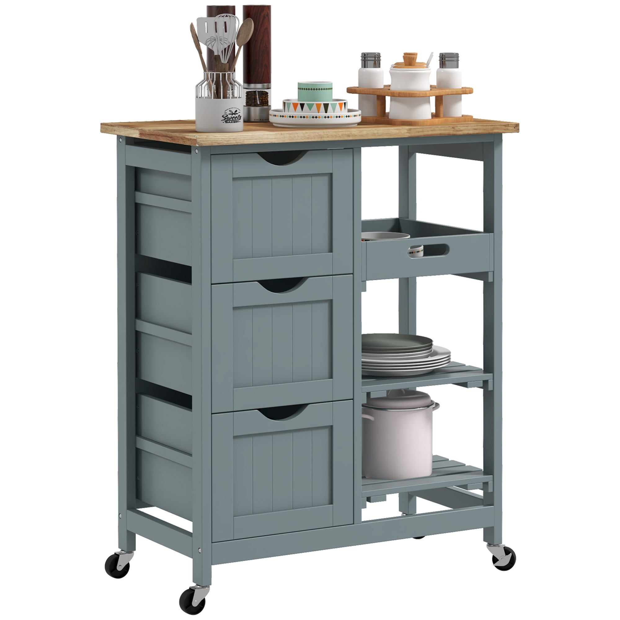 Rolling Kitchen Island Cart, Gray