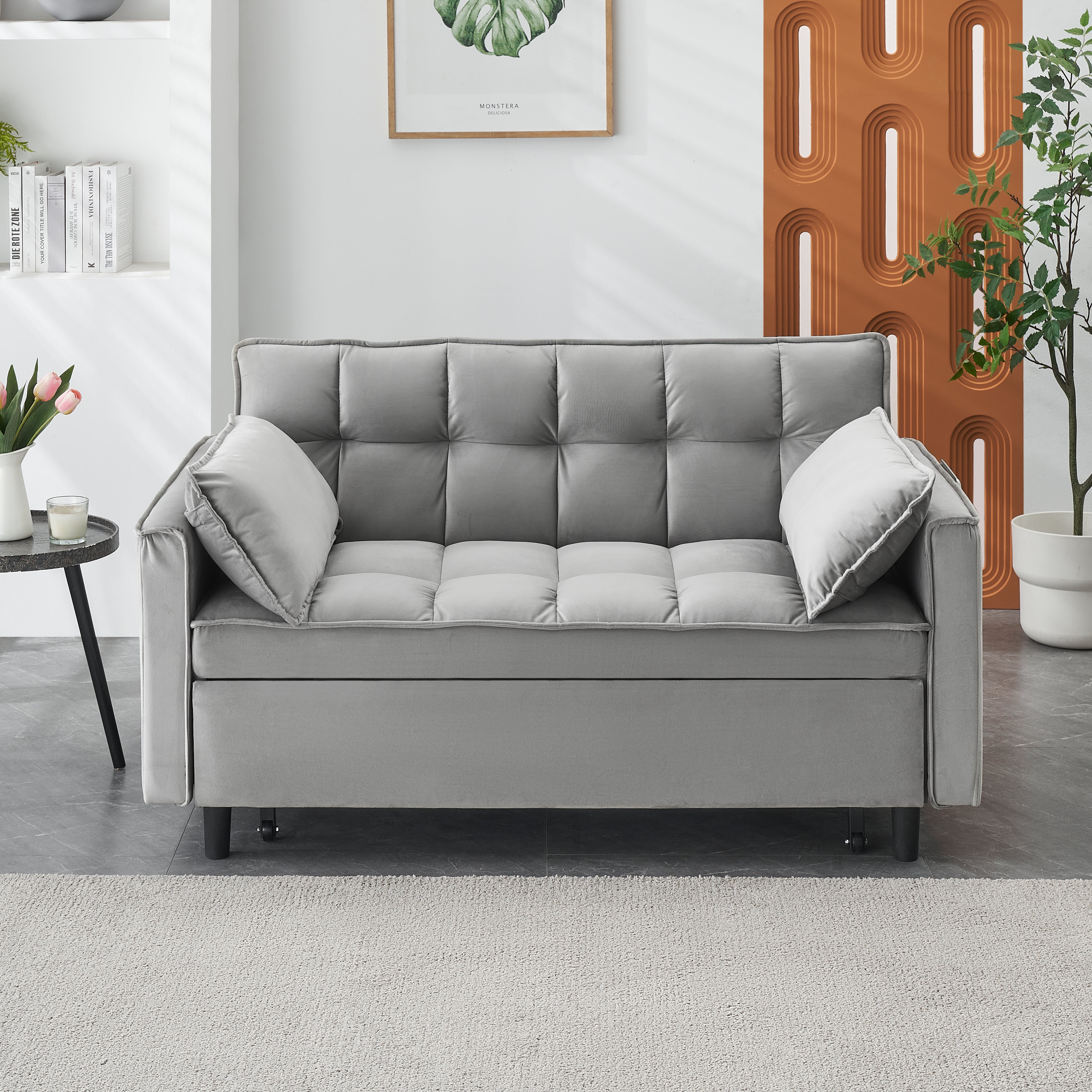 Velvet Futon Sofa: Convertible Sleeper Couch Bed