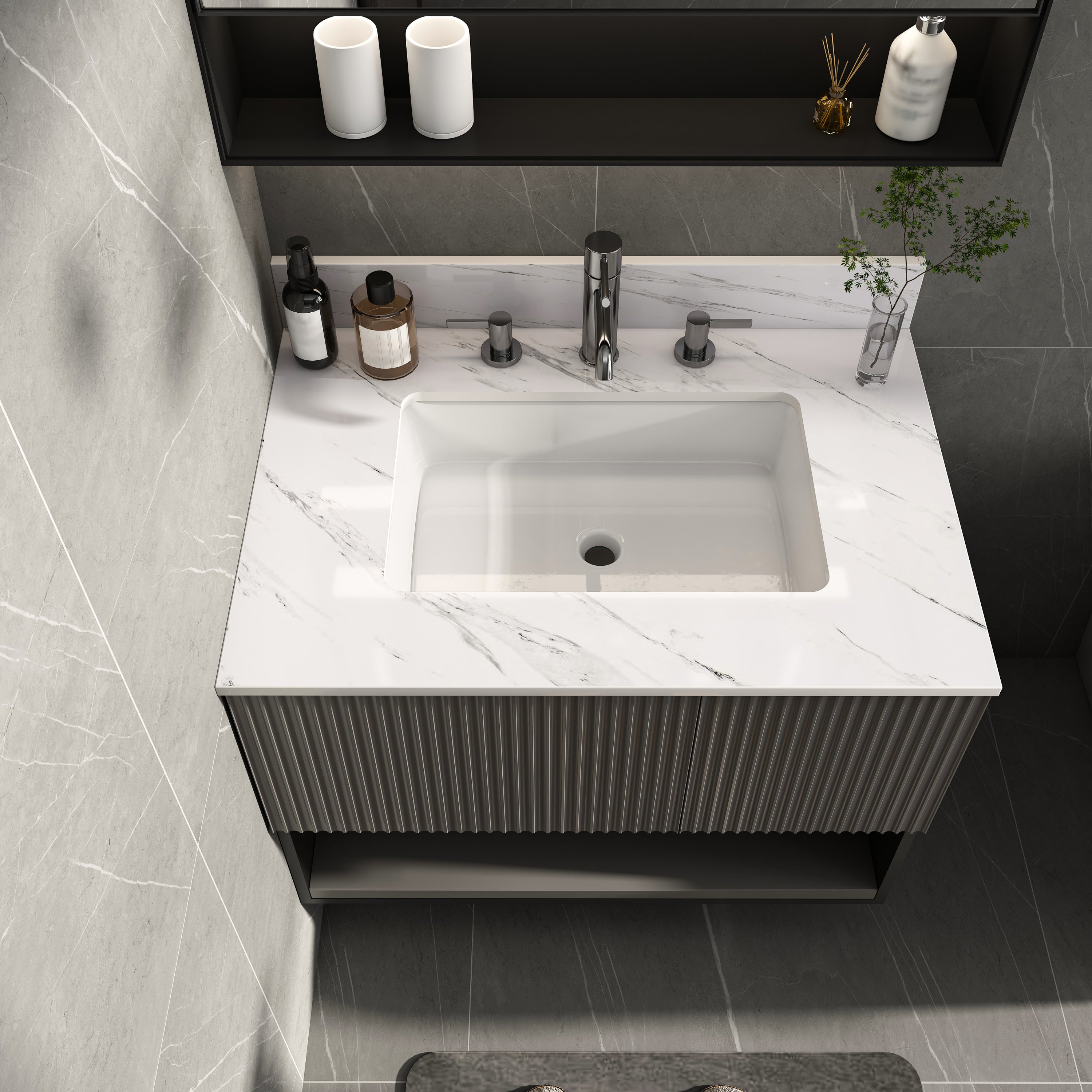 31" Bianco Carrara Marble Vanity Top w/ Sink