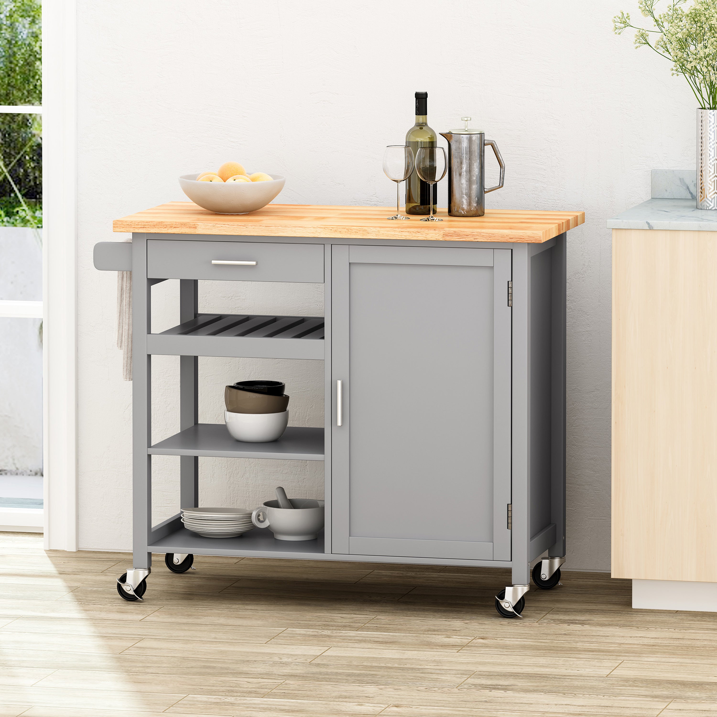 Rolling Kitchen Cart: Storage & Prep Station | Mobile Island