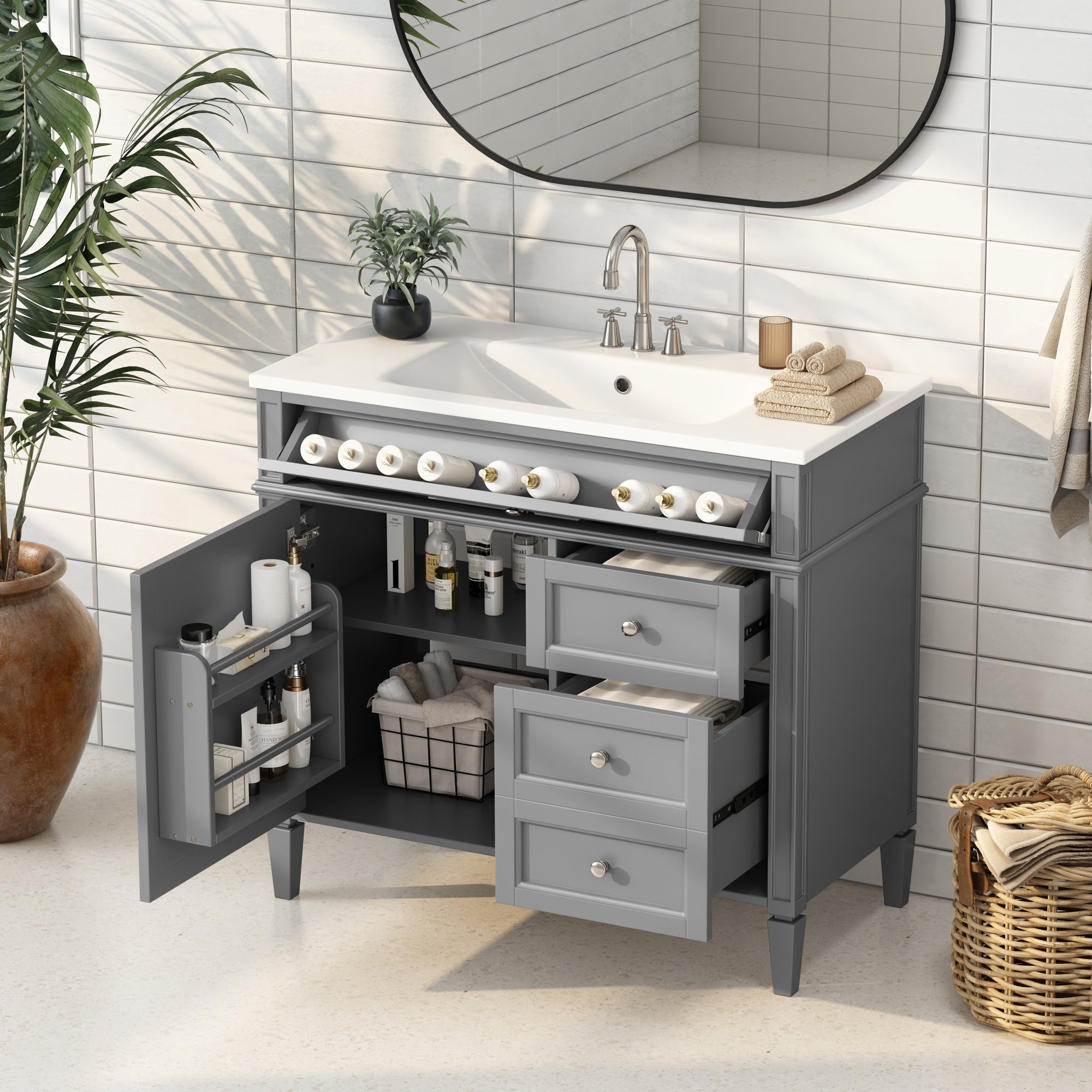 36" Modern Bathroom Vanity with Sink & Storage