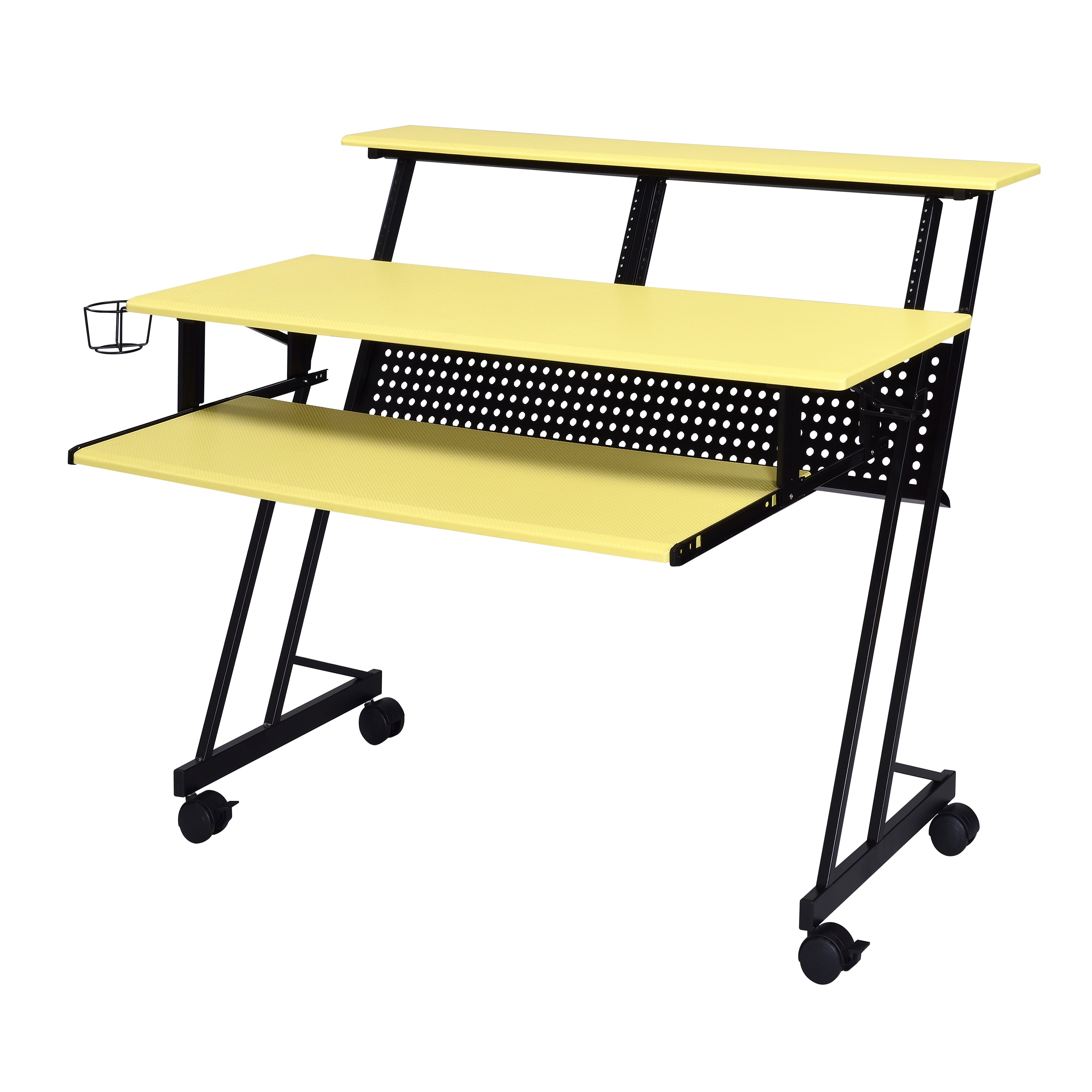 Yellow/Black Music Studio Desk w/ Keyboard Tray