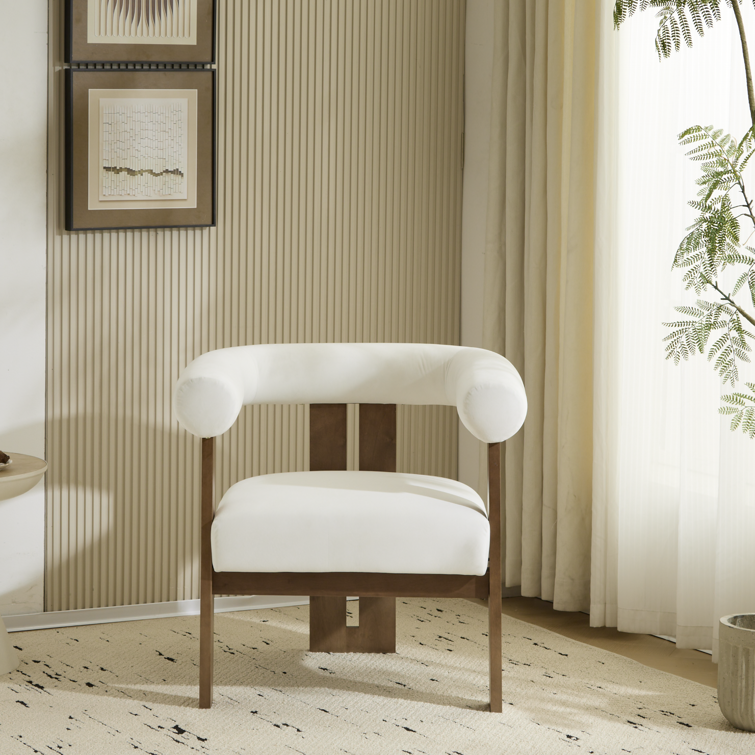 Modern Upholstered Round Arm Accent Chair