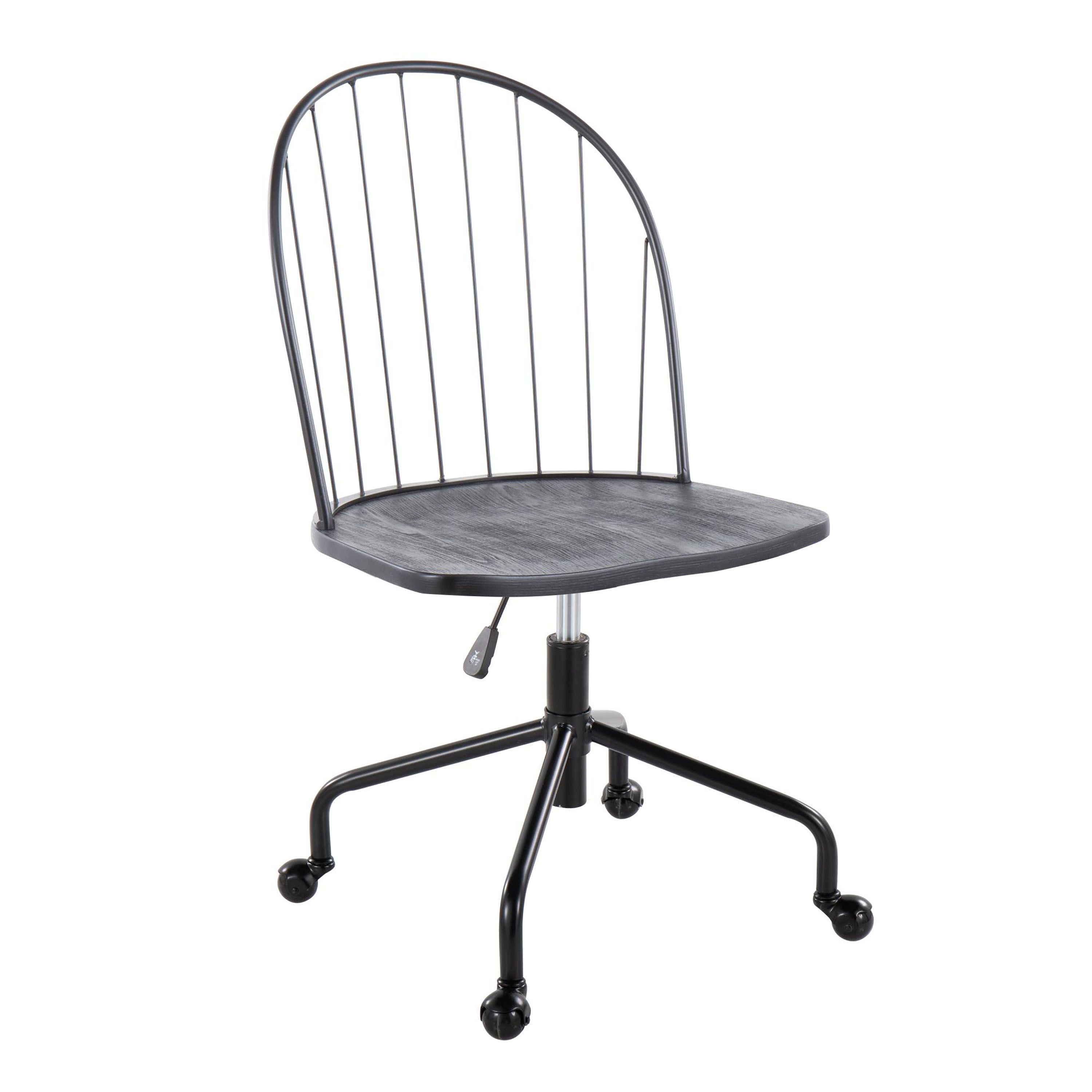 Riley Farmhouse Office Chair, Black Metal & Wood | LumiSource