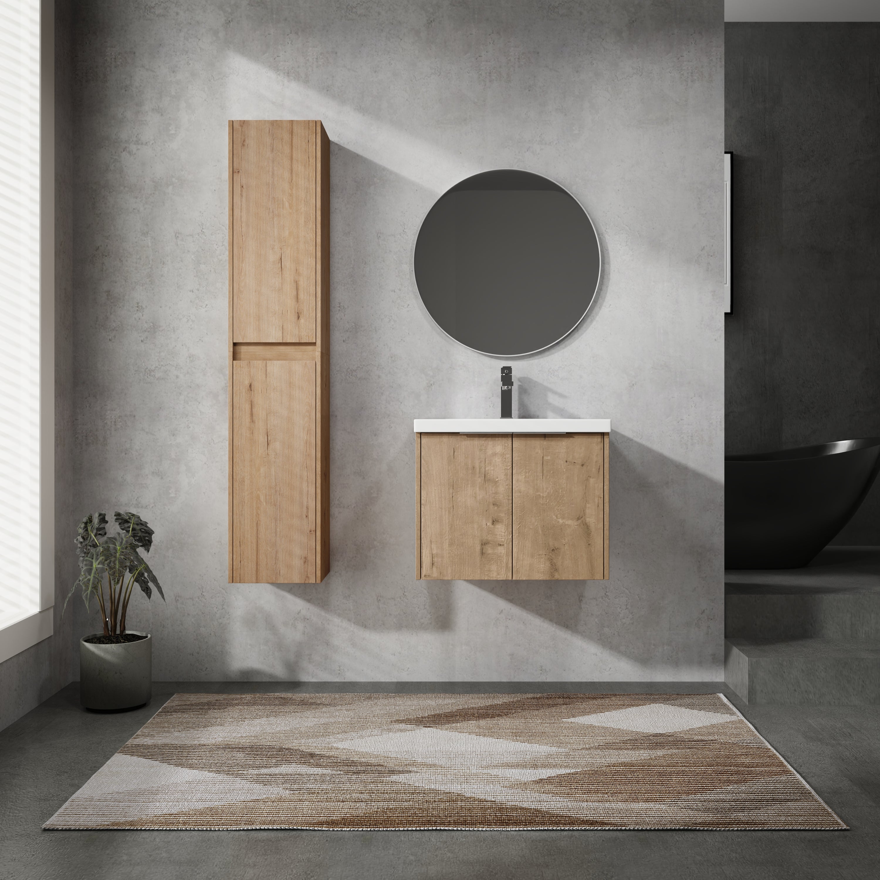 24" Wall-Mount Bathroom Vanity with Sink & Cabinet