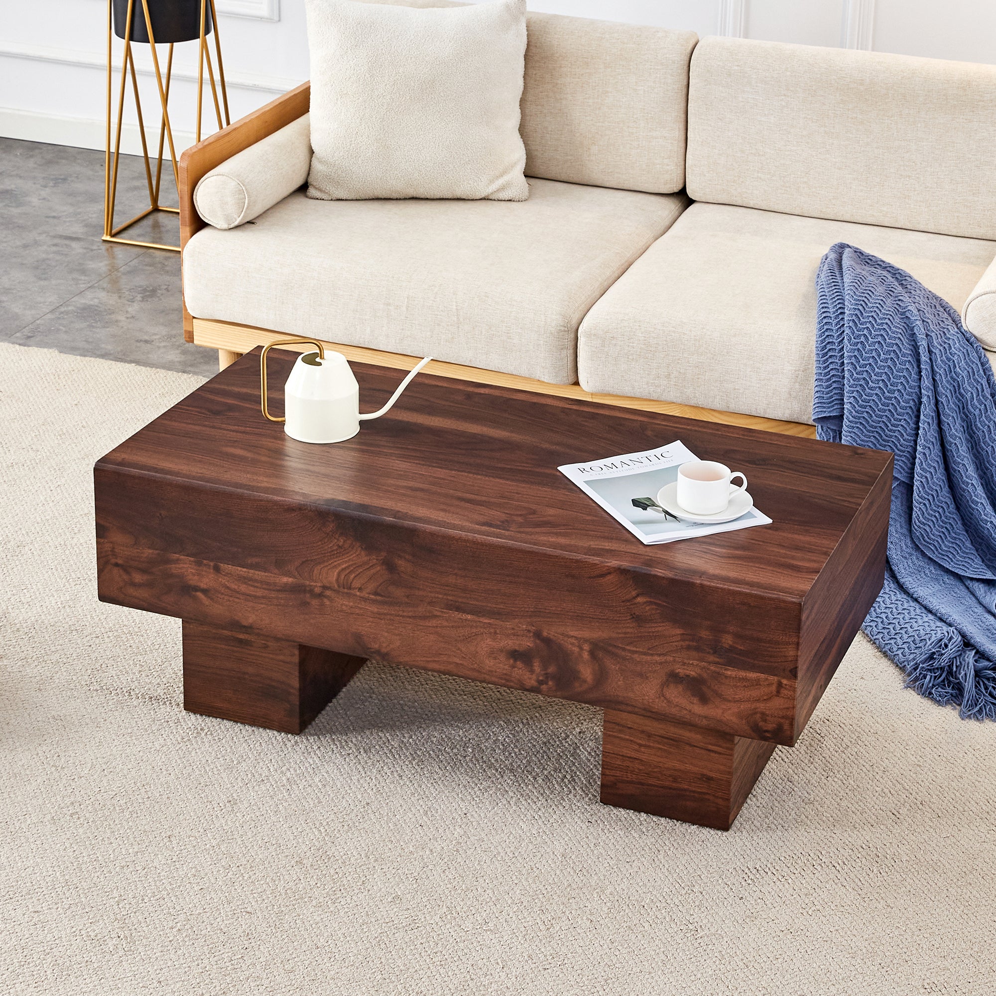 Modern Walnut Coffee Table | 43" Living Room Table