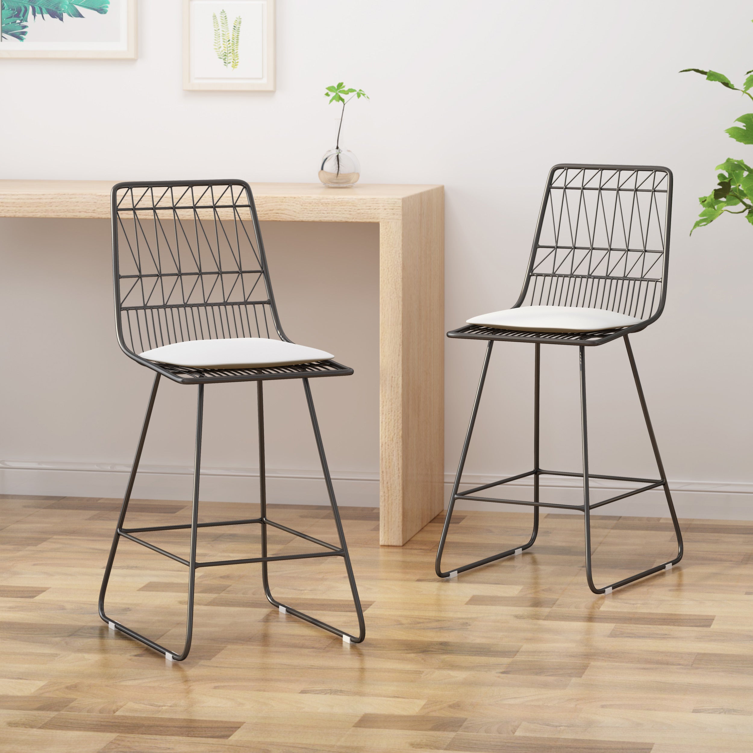 NIEZ Counter Stool: Outdoor Woven Bar Height Seat | Patio Furniture