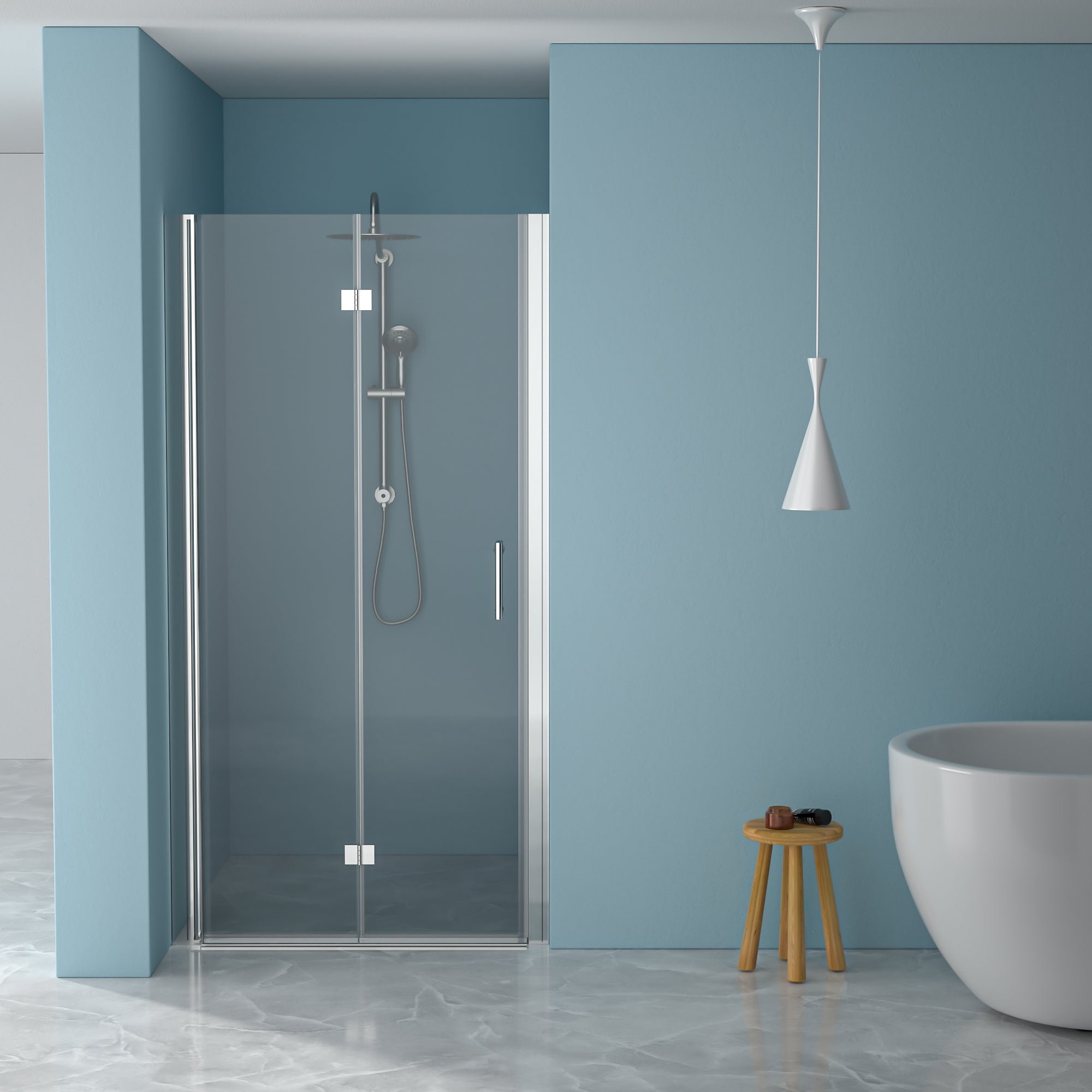 Frameless Shower Door 30x72 Chrome Tempered Glass