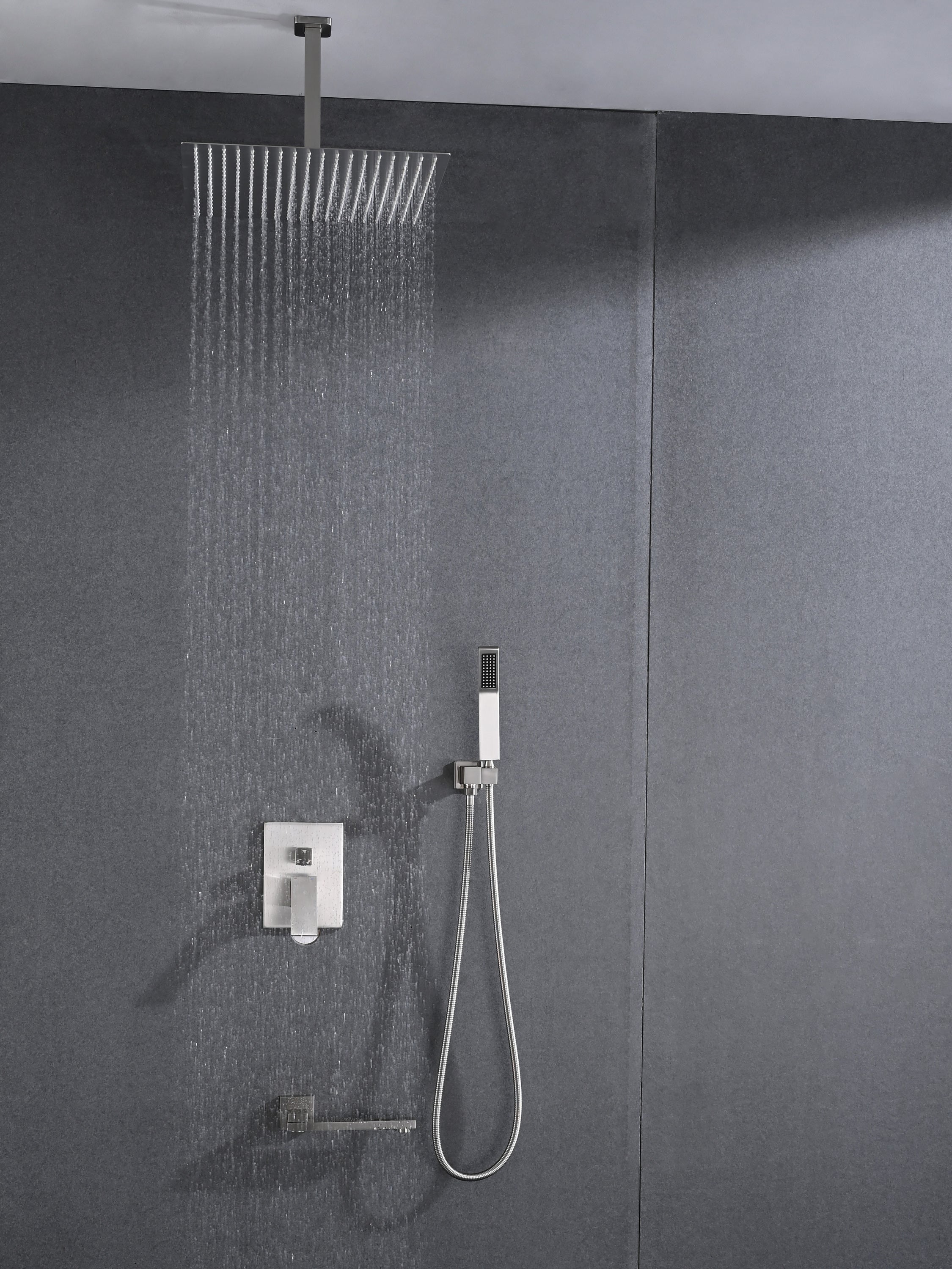 Ceiling Shower System: Handheld & 16" Head