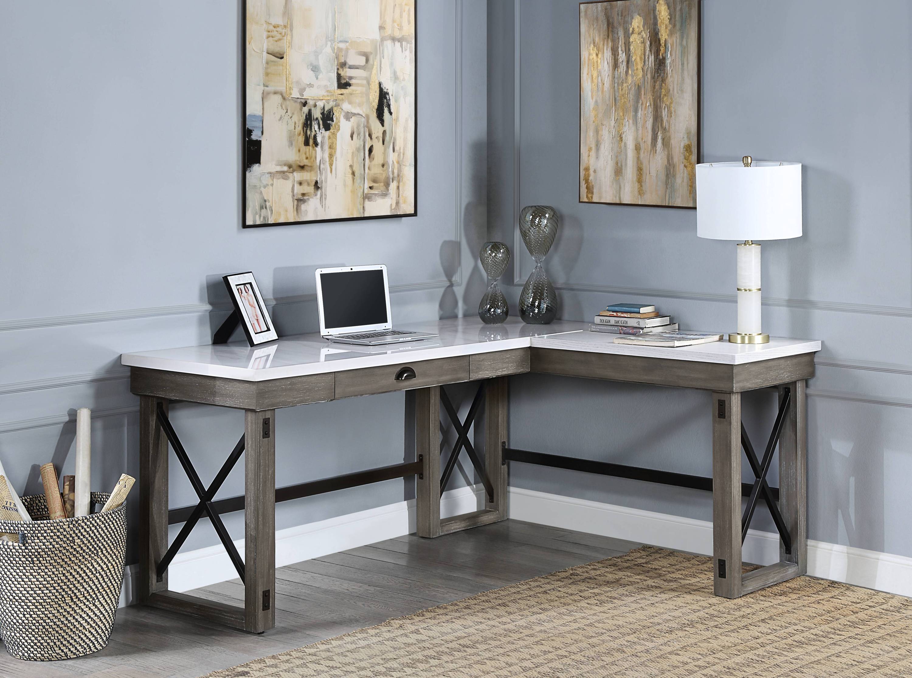 Talmar Marble Top Writing Desk, Weathered Gray Finish