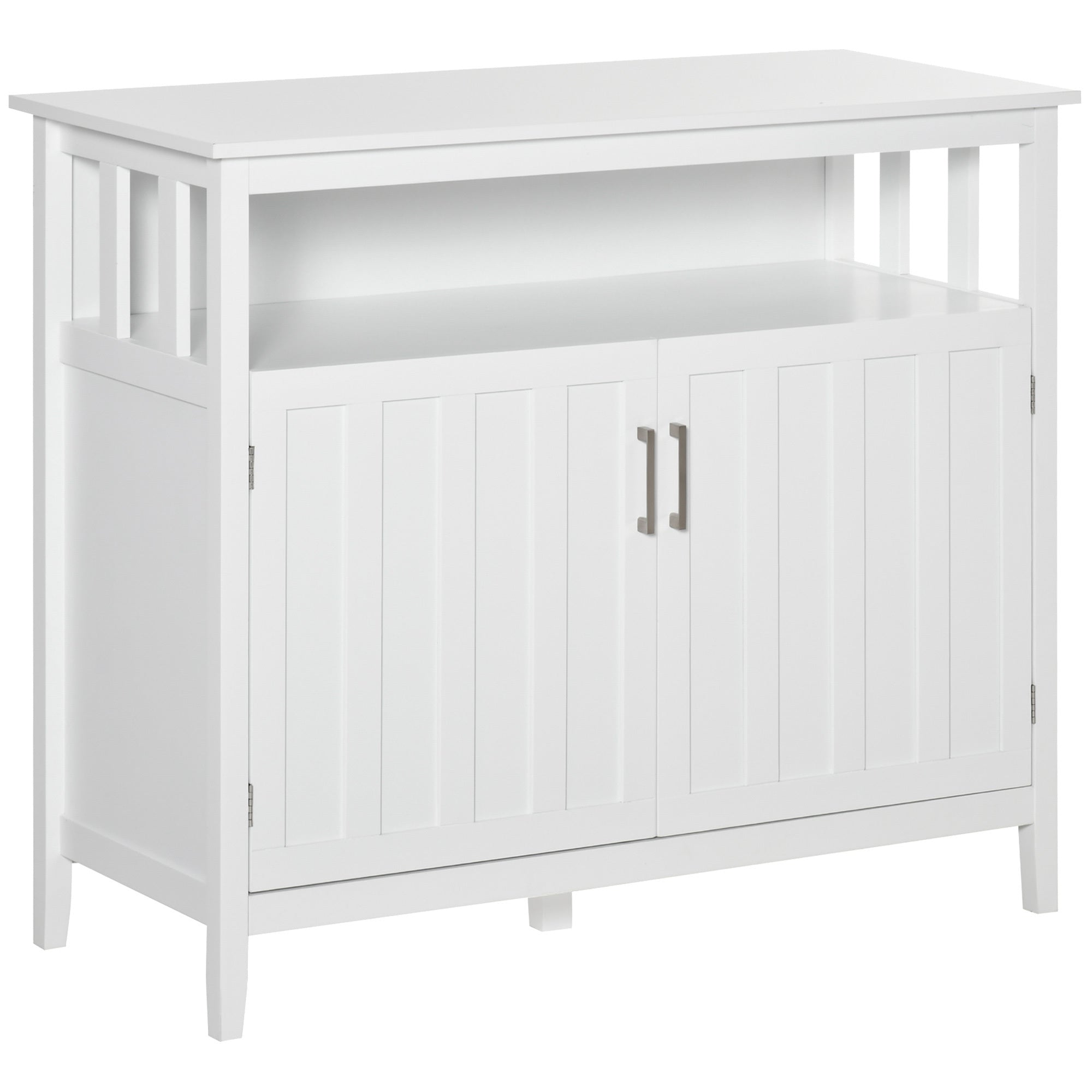 White Kitchen Buffet: 2 Doors, Adjustable Shelves