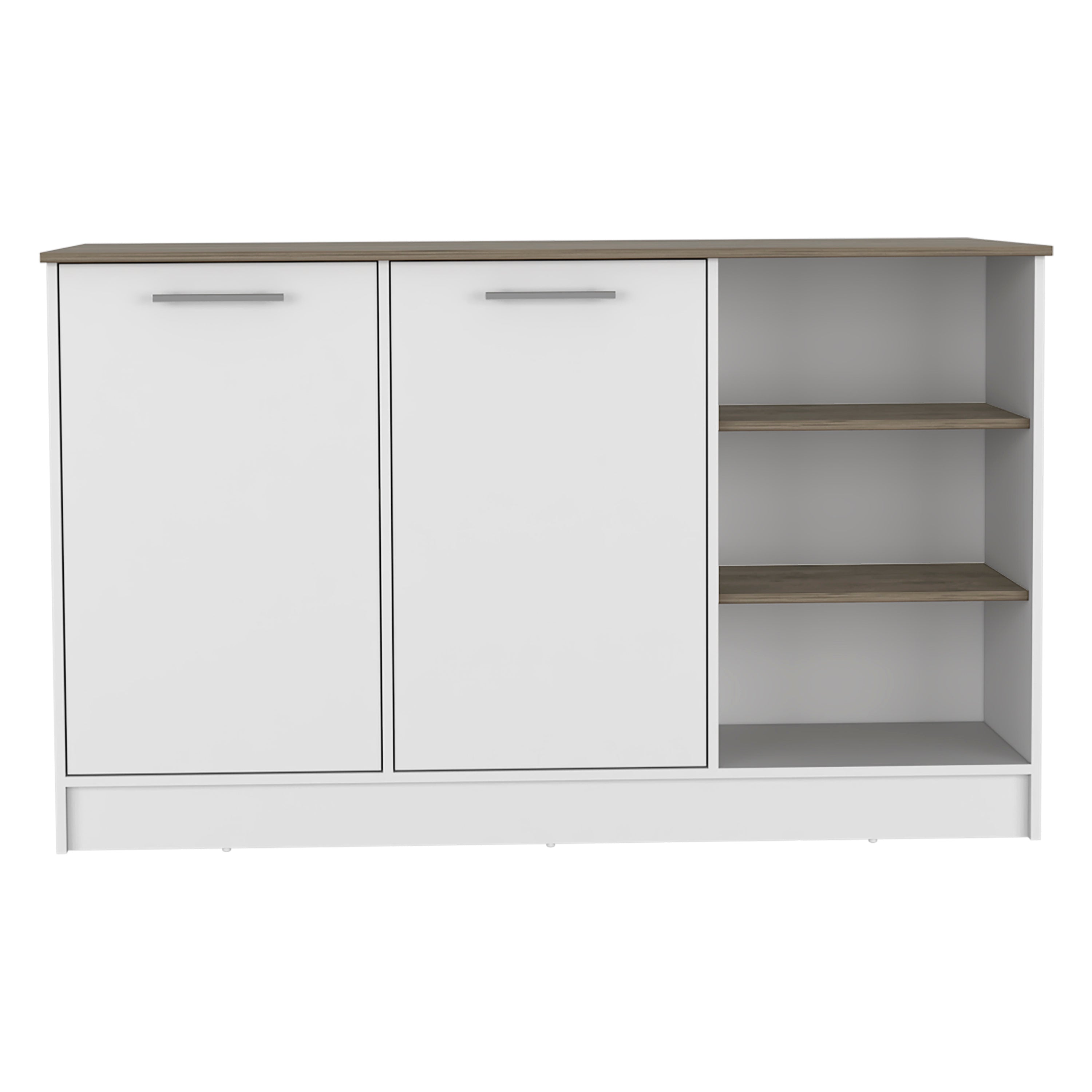 Teramo Kitchen Island, White & Dark Brown