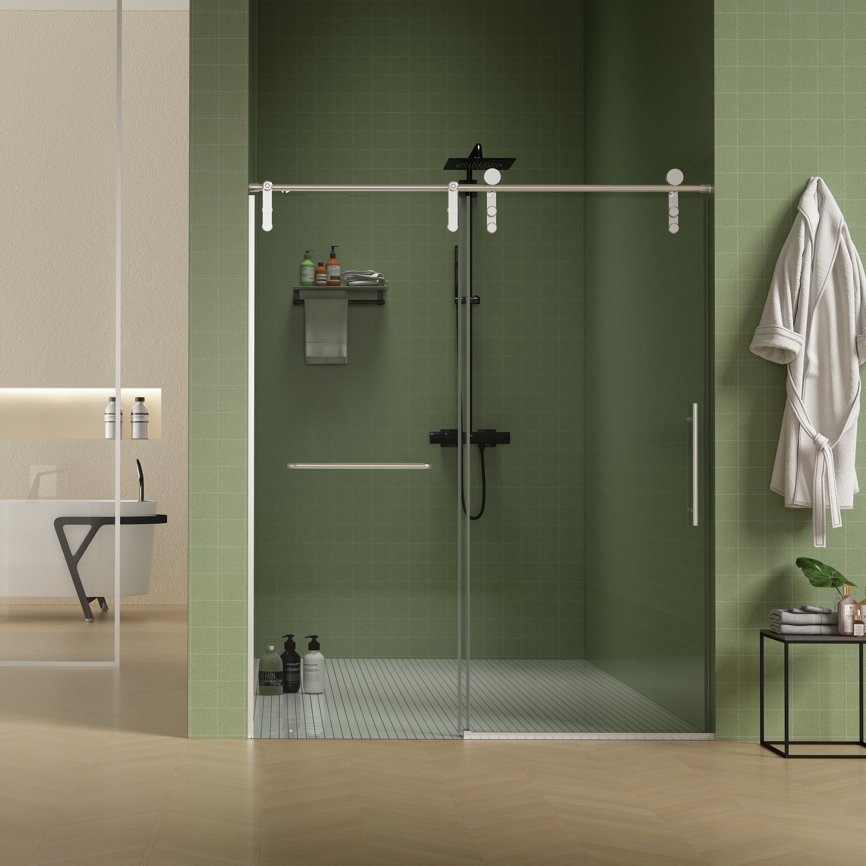 Frameless Shower Door 56-60"x70" Sliding Glass