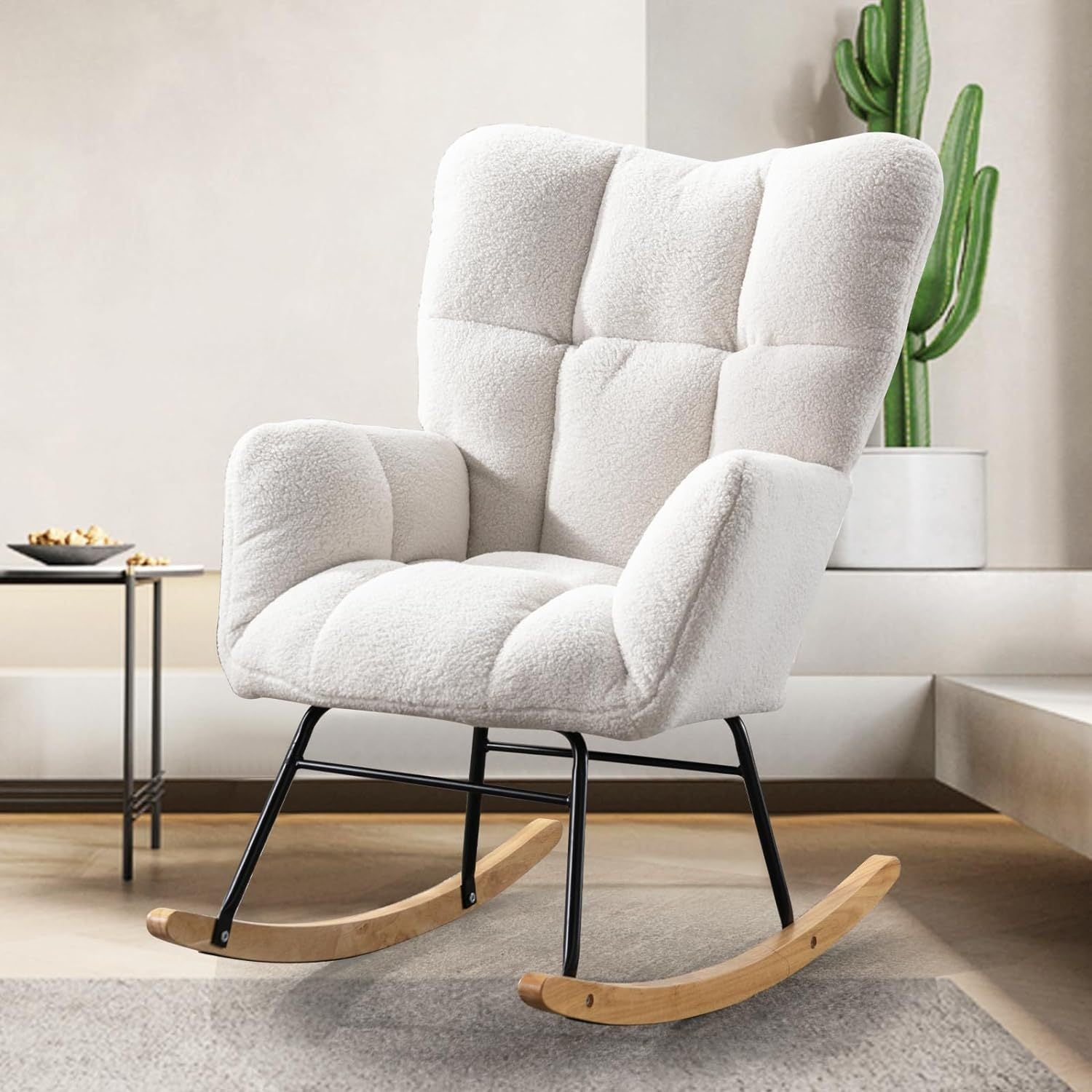 Modern White Teddy Rocking Chair | Nursery, Living Room