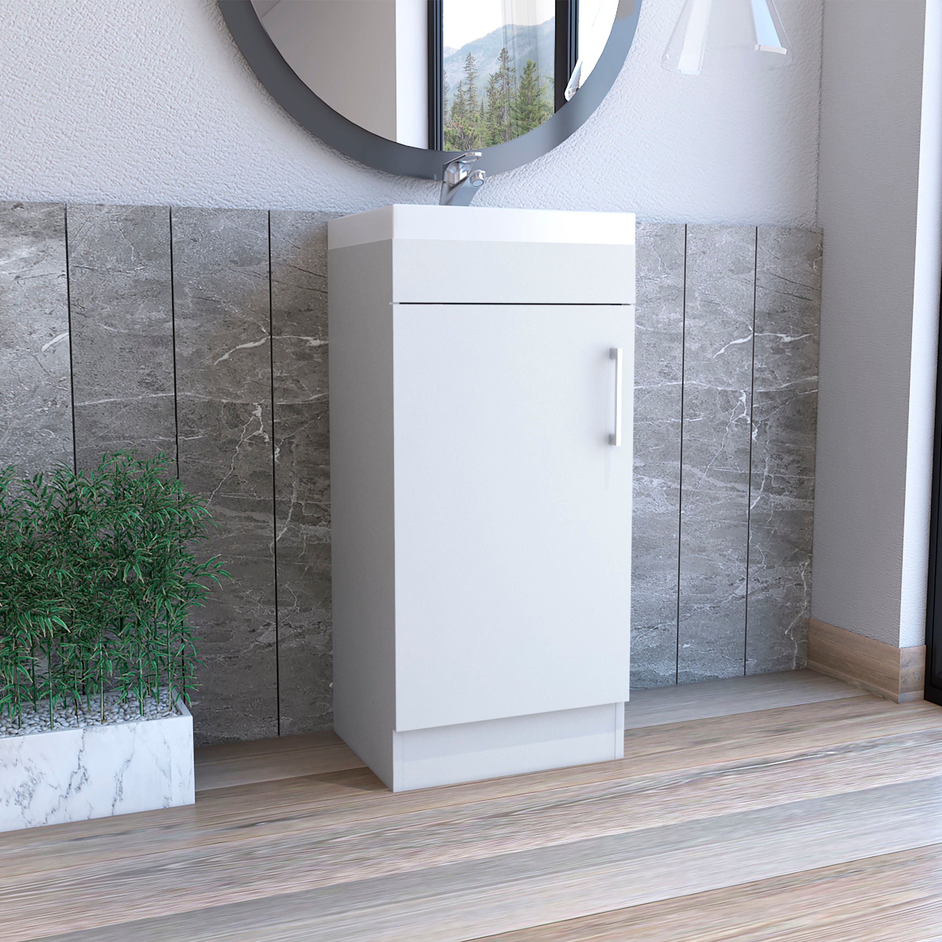 White Single Door Bathroom Vanity Cabinet