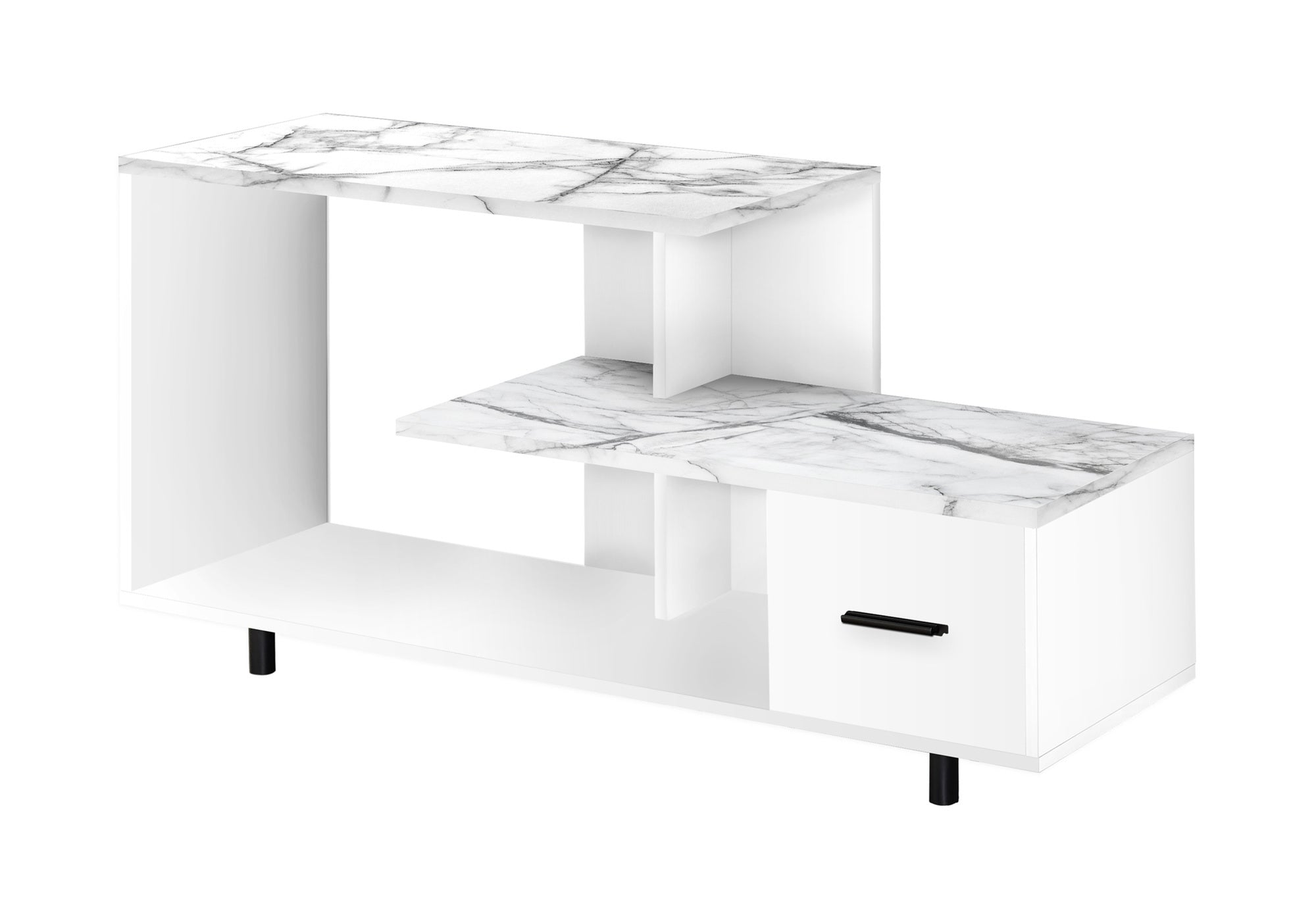 48" White Marble TV Stand | Modern Entertainment Center