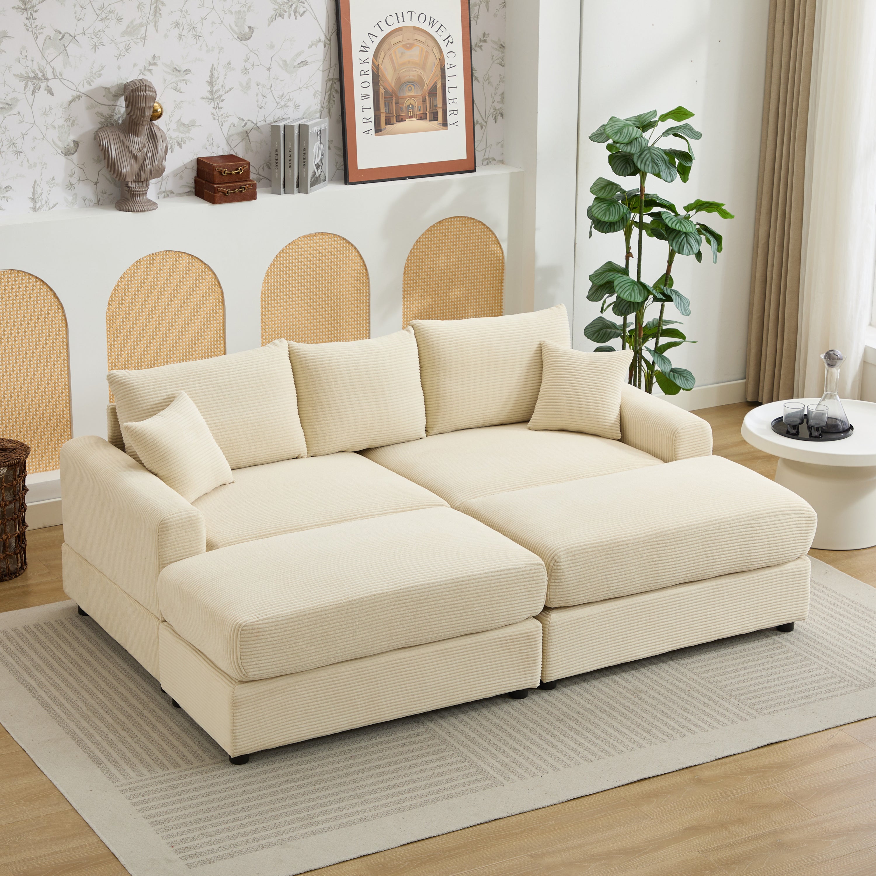 Modern Sectional Couch Covers w/ Pillows