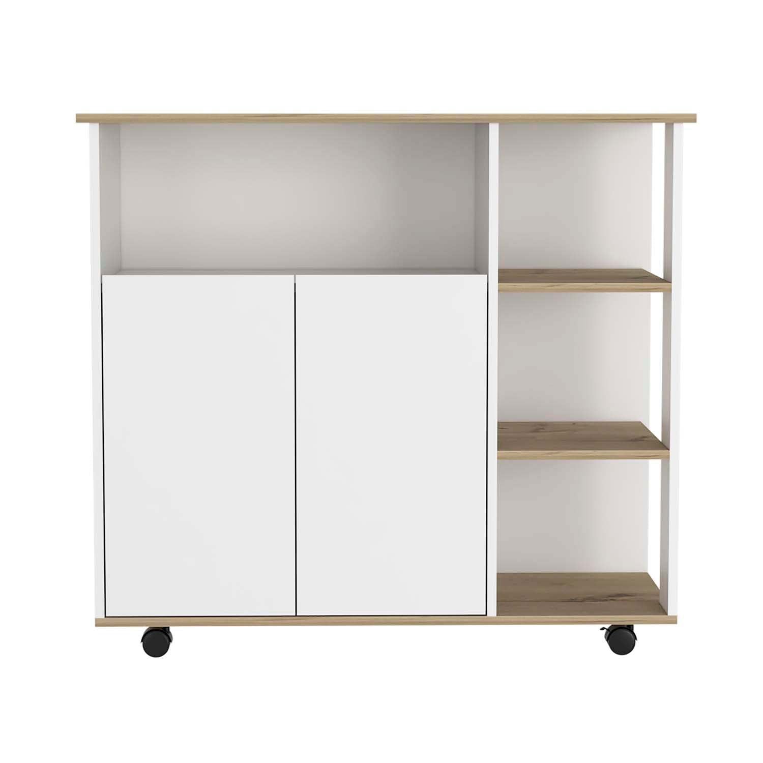 Serbia Kitchen Island: 1 Cabinet, 4 Shelves