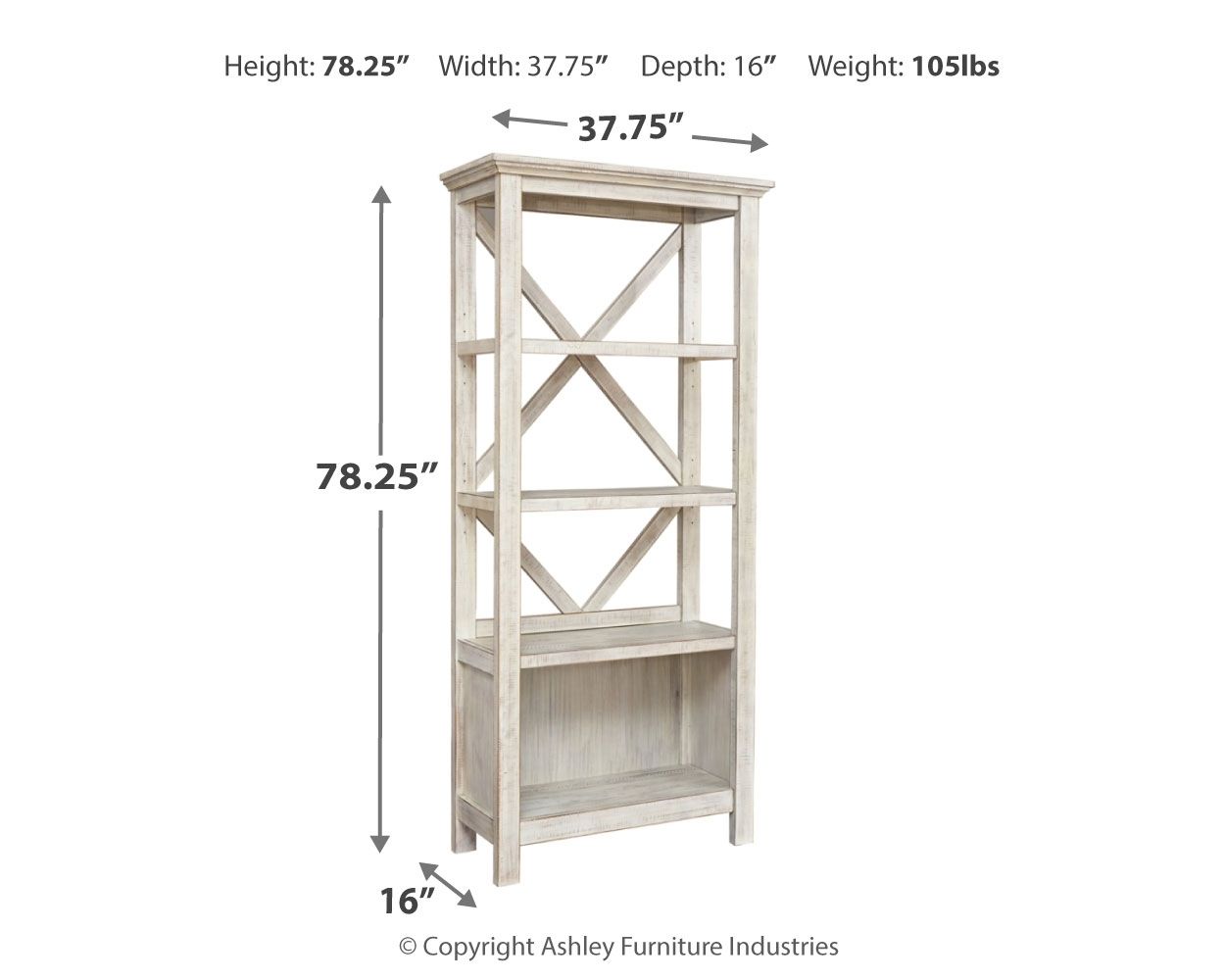 Carynhurst - Large Bookcase - Whitewash