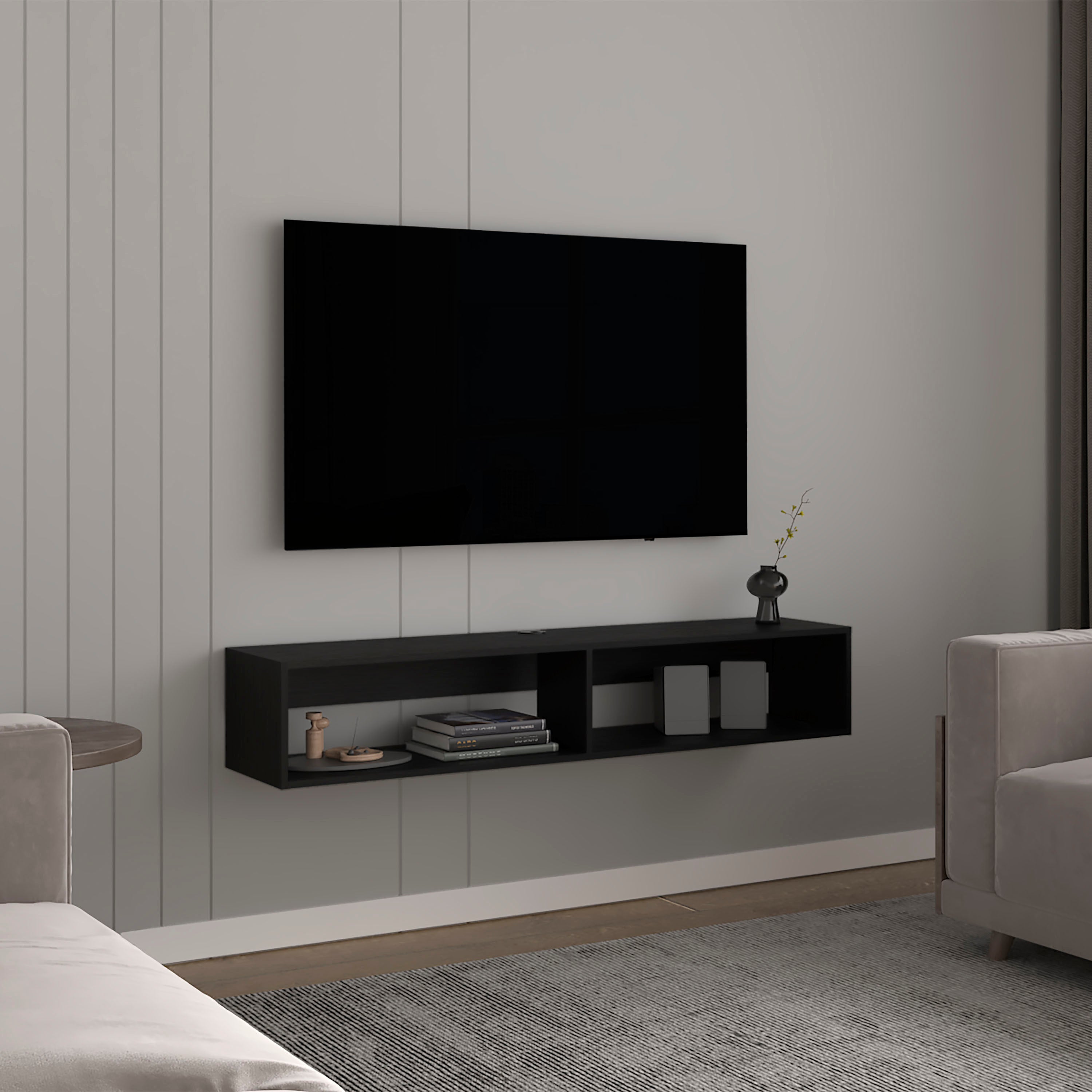 10.4' TV Stand w/ 2 Shelves - Black
