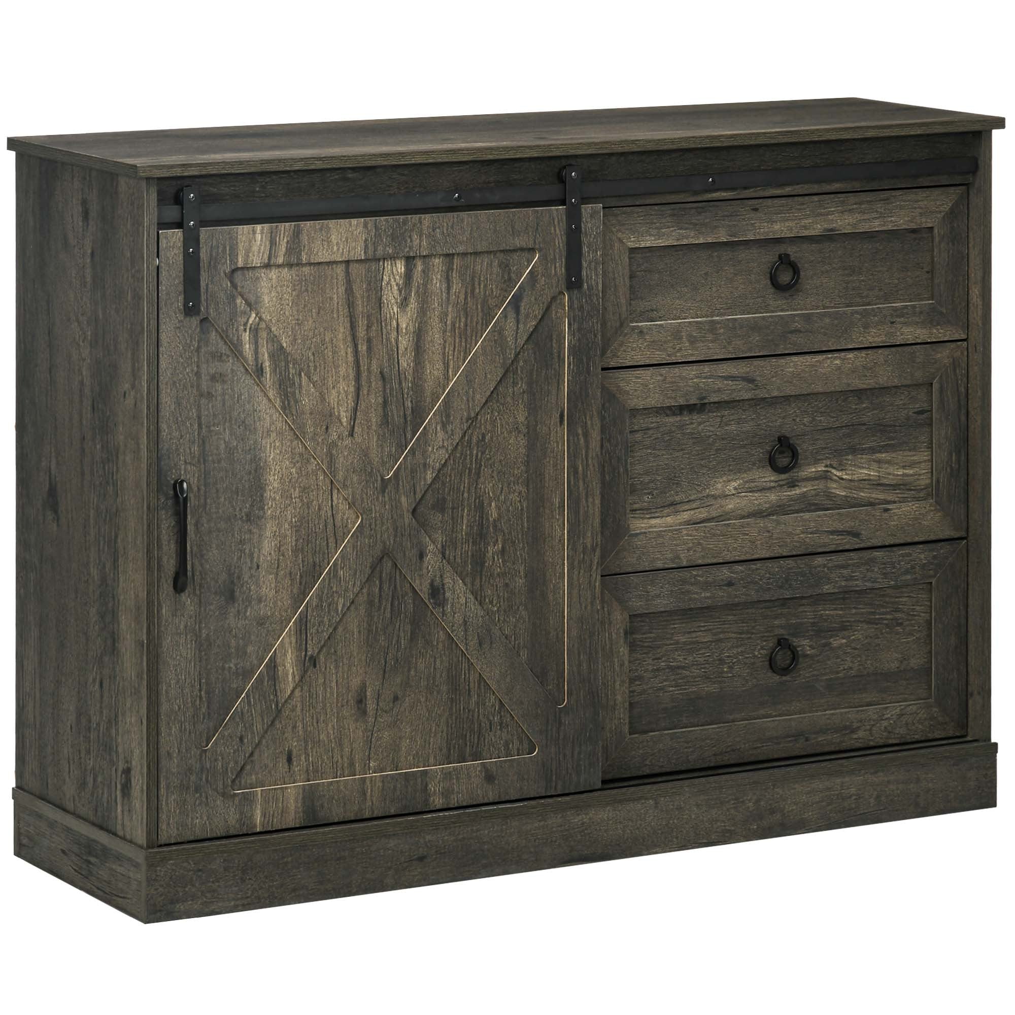 Farmhouse Sideboard Buffet Cabinet, Dark Grey