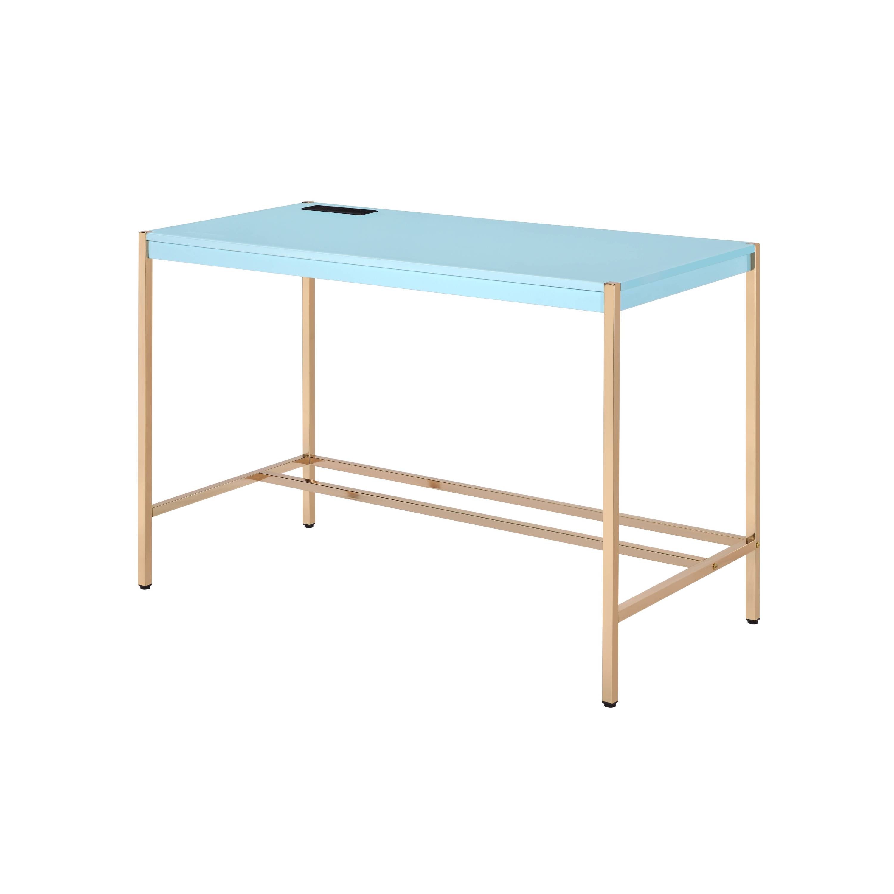 Baby Blue & Gold Writing Desk w/ USB Ports