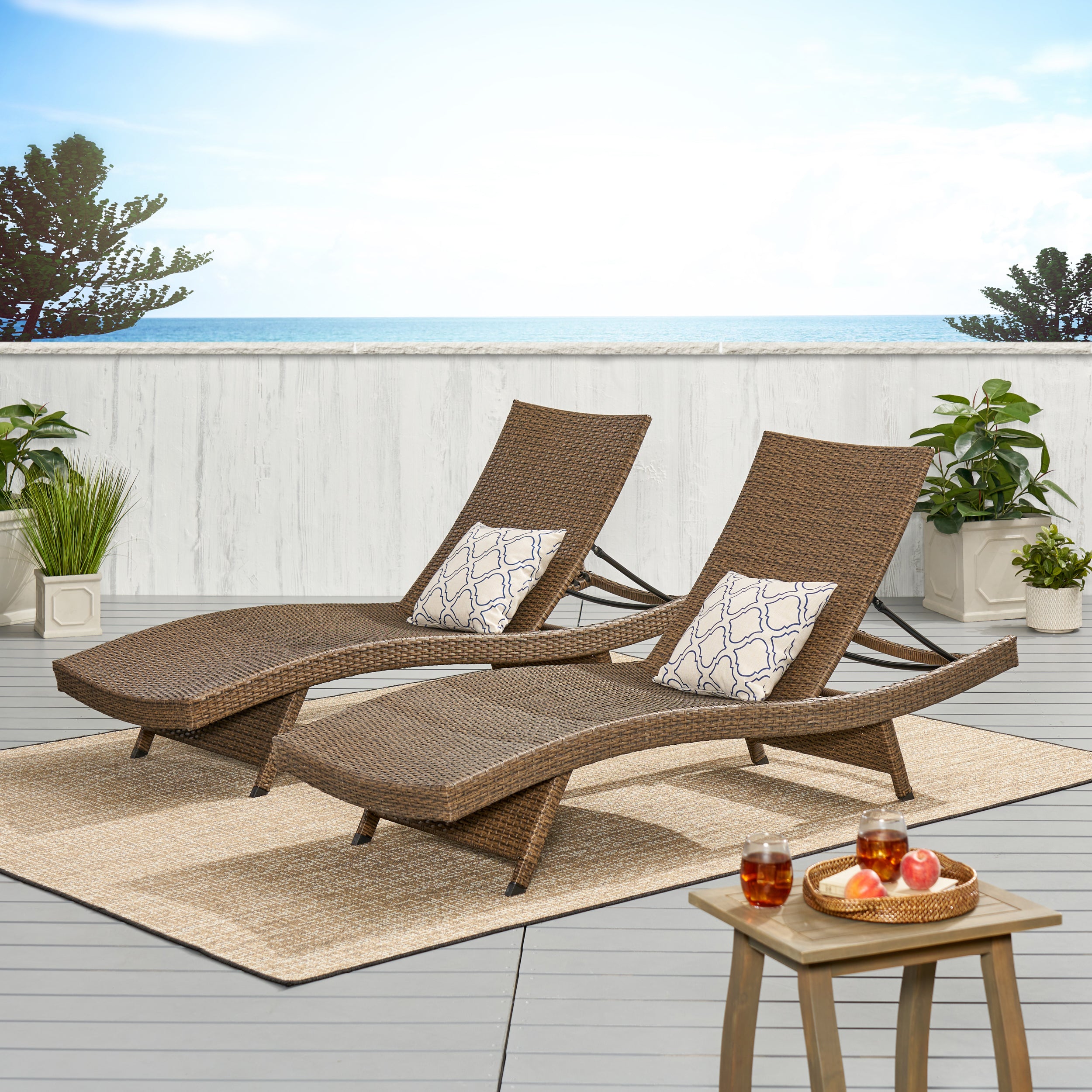 Salem PE Wicker Chaise Lounge | Outdoor Patio Recliner | Weather Resistant
