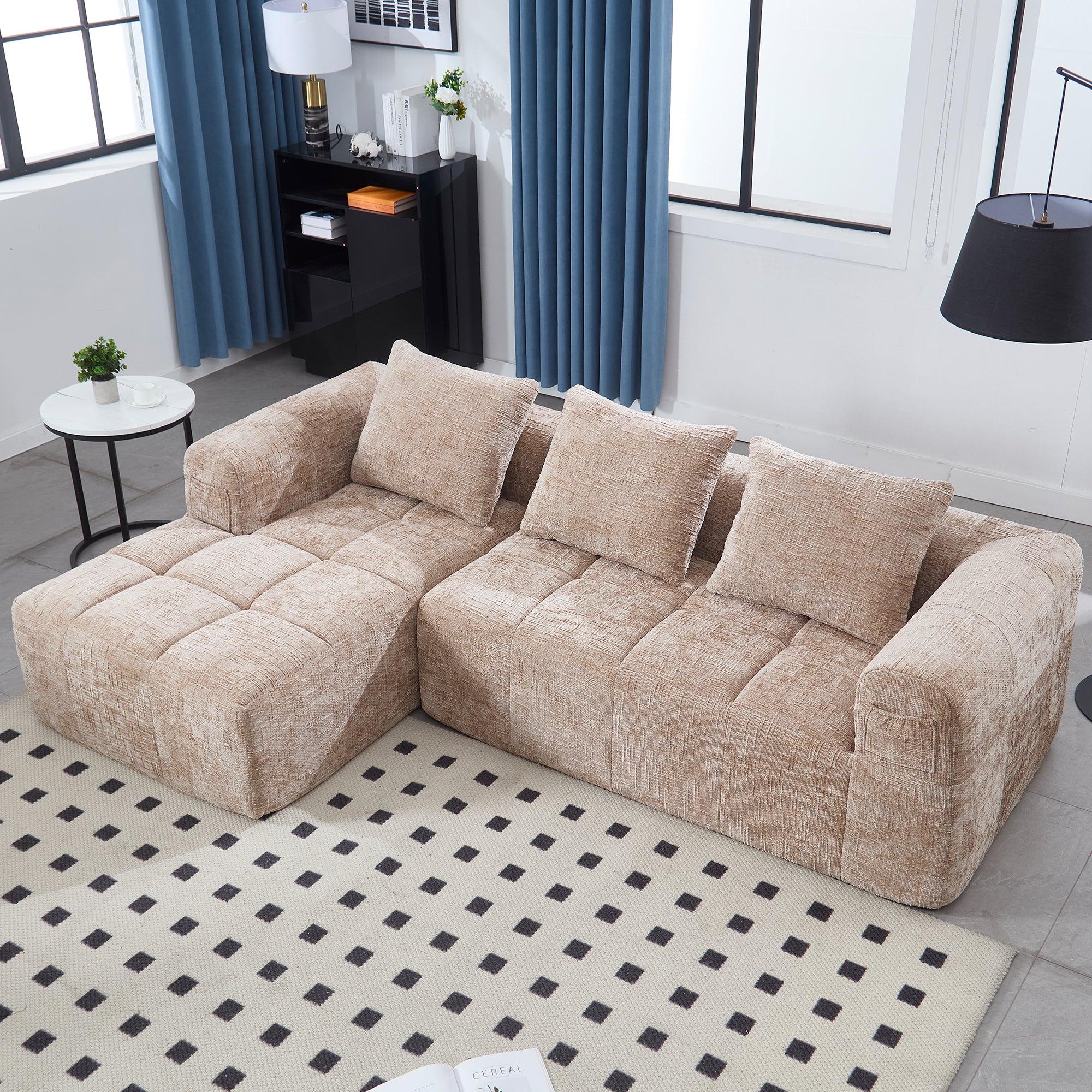 Modular Sectional Sofa: 98" L-Shape Chaise