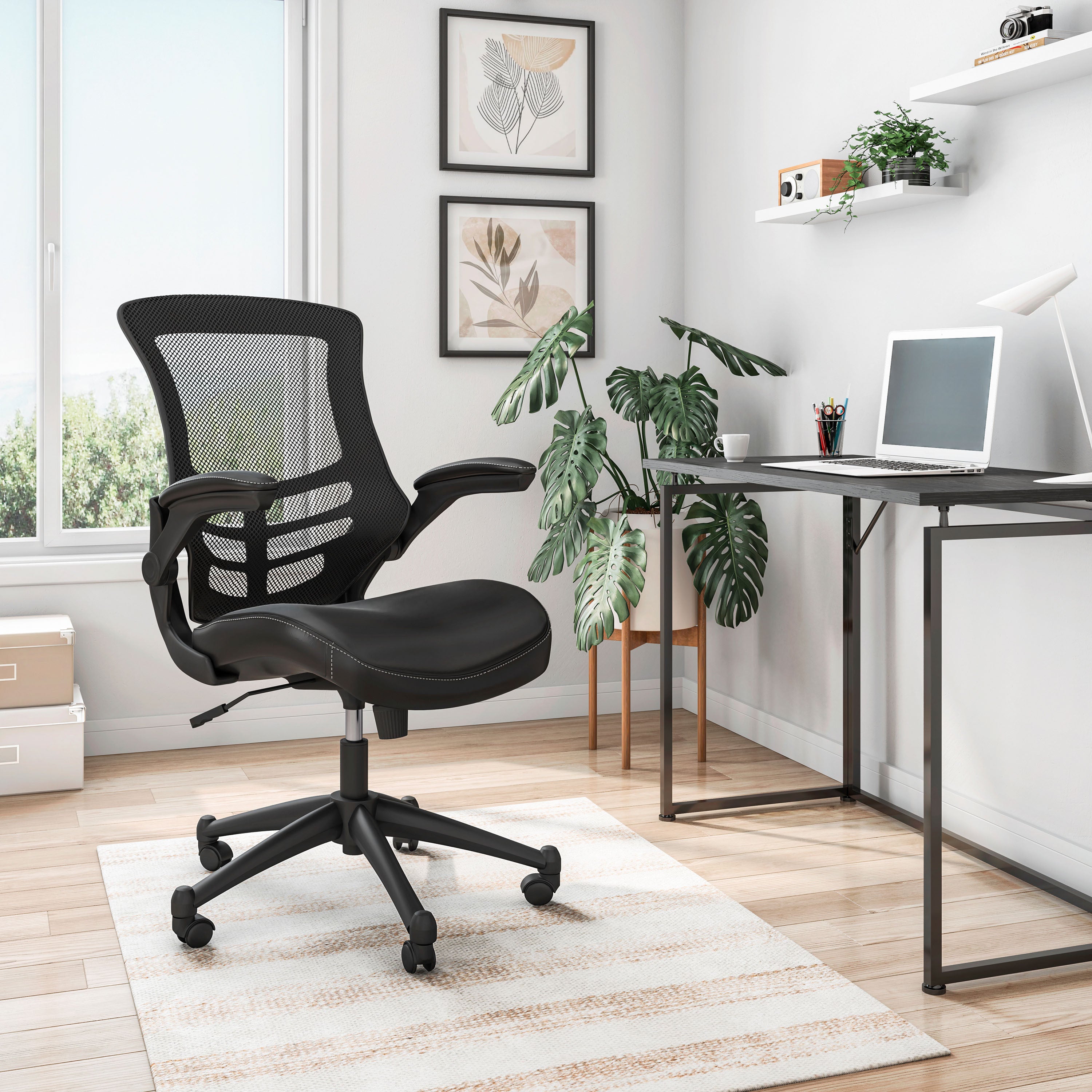 Mesh Office Chair, Adjustable Arms, Black