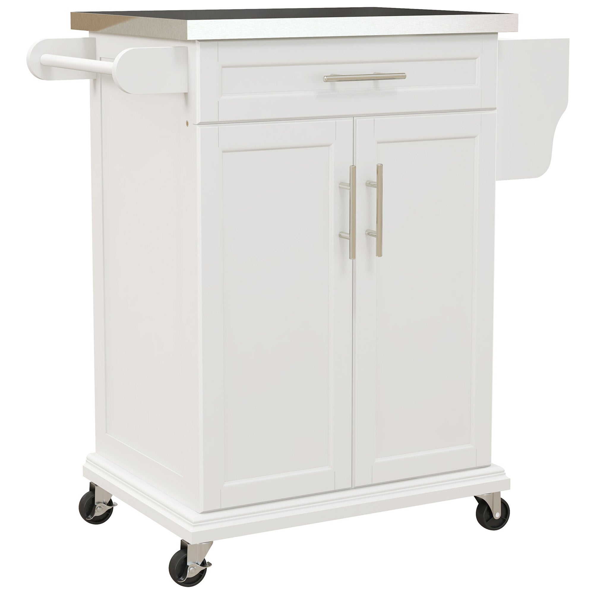 Rolling Kitchen Island Cart w/ Stainless Steel Top