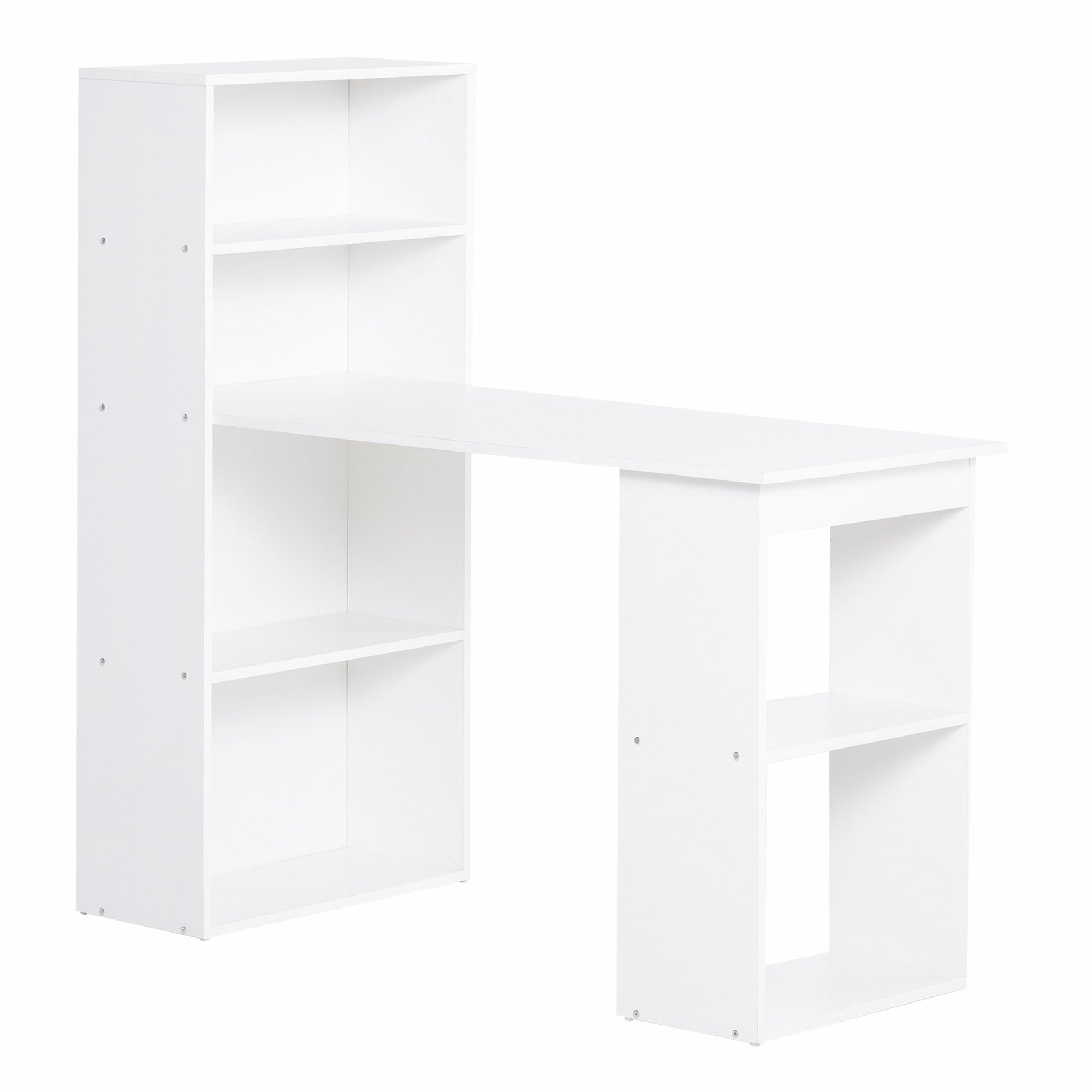 47" Desk with 6-Tier Shelves - White