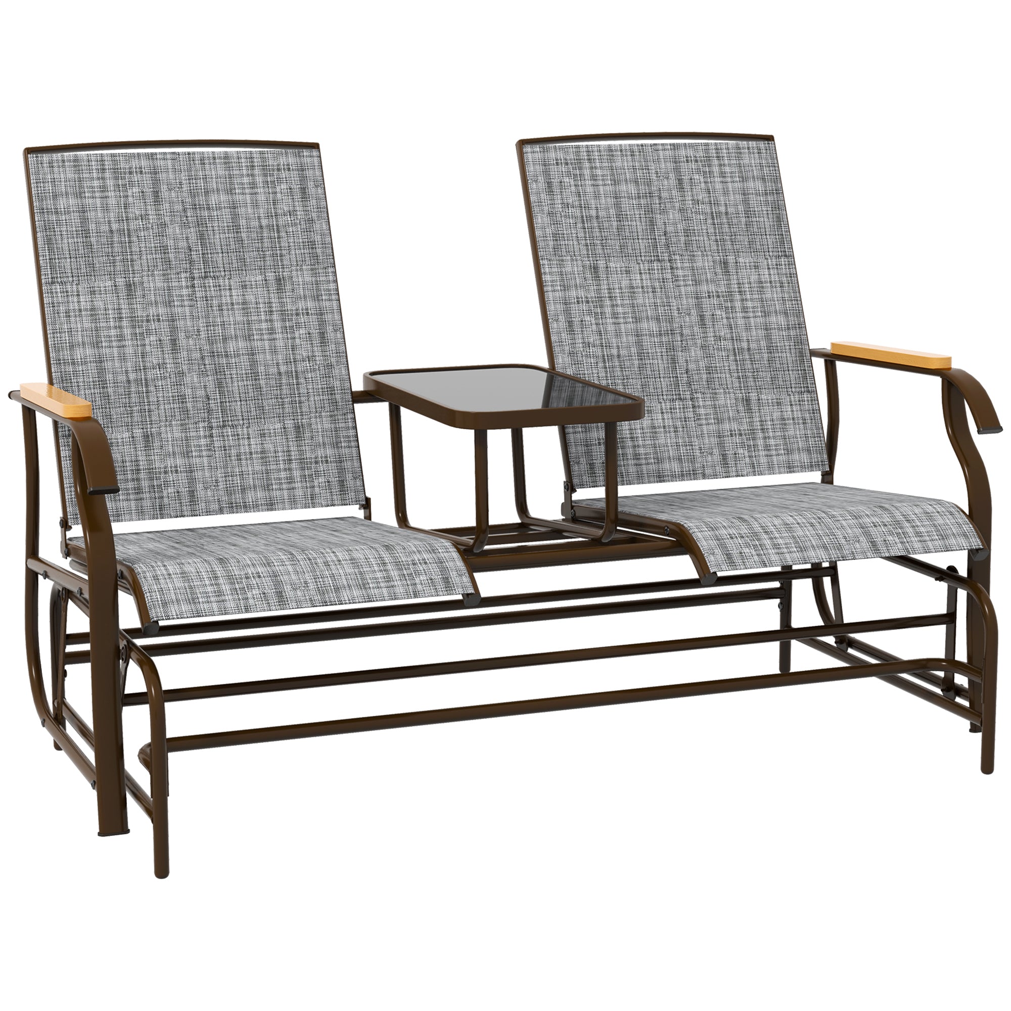 Outsunny Patio Glider Bench: Steel Frame, Gray
