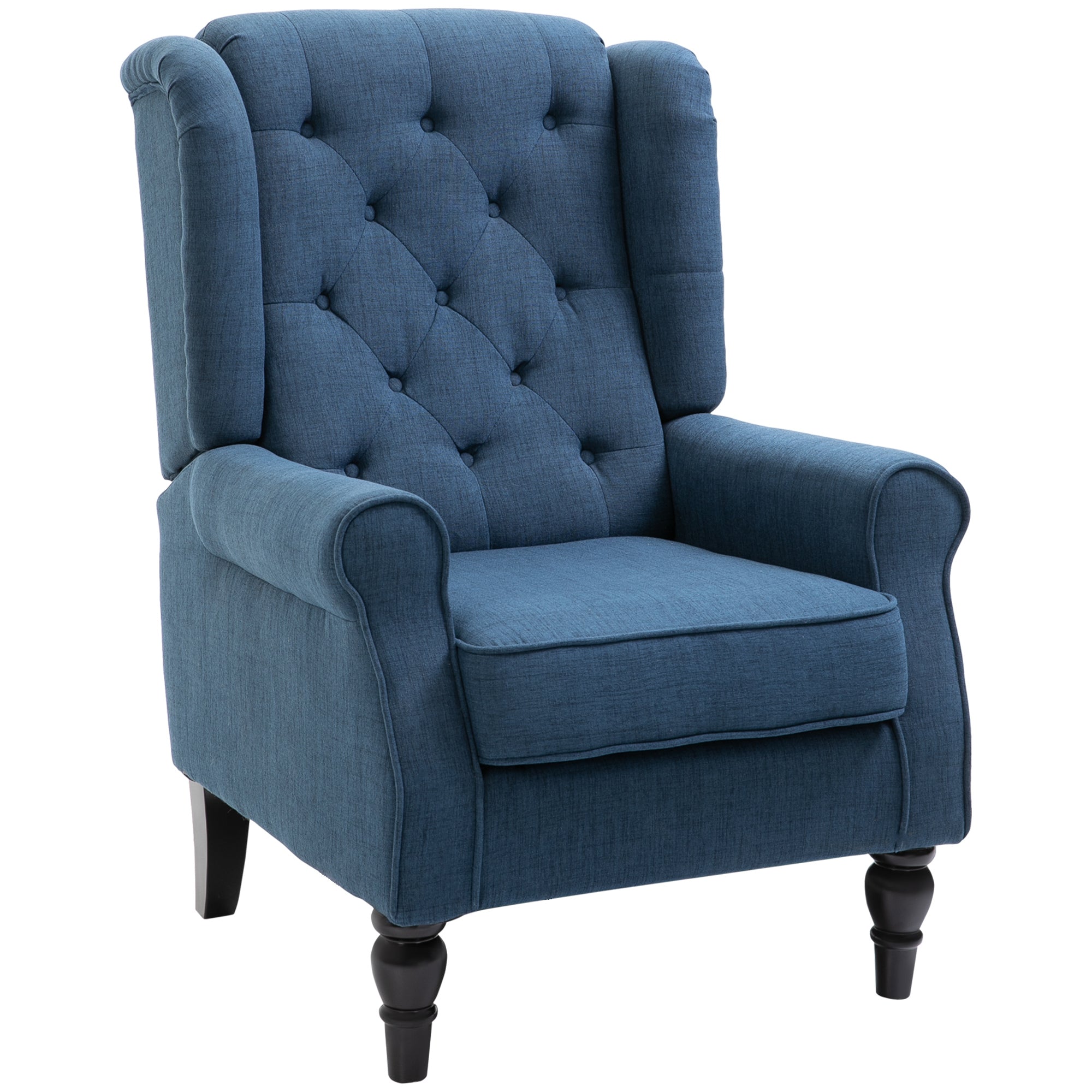 Blue Tufted Wingback Accent Chair | Padded Seat